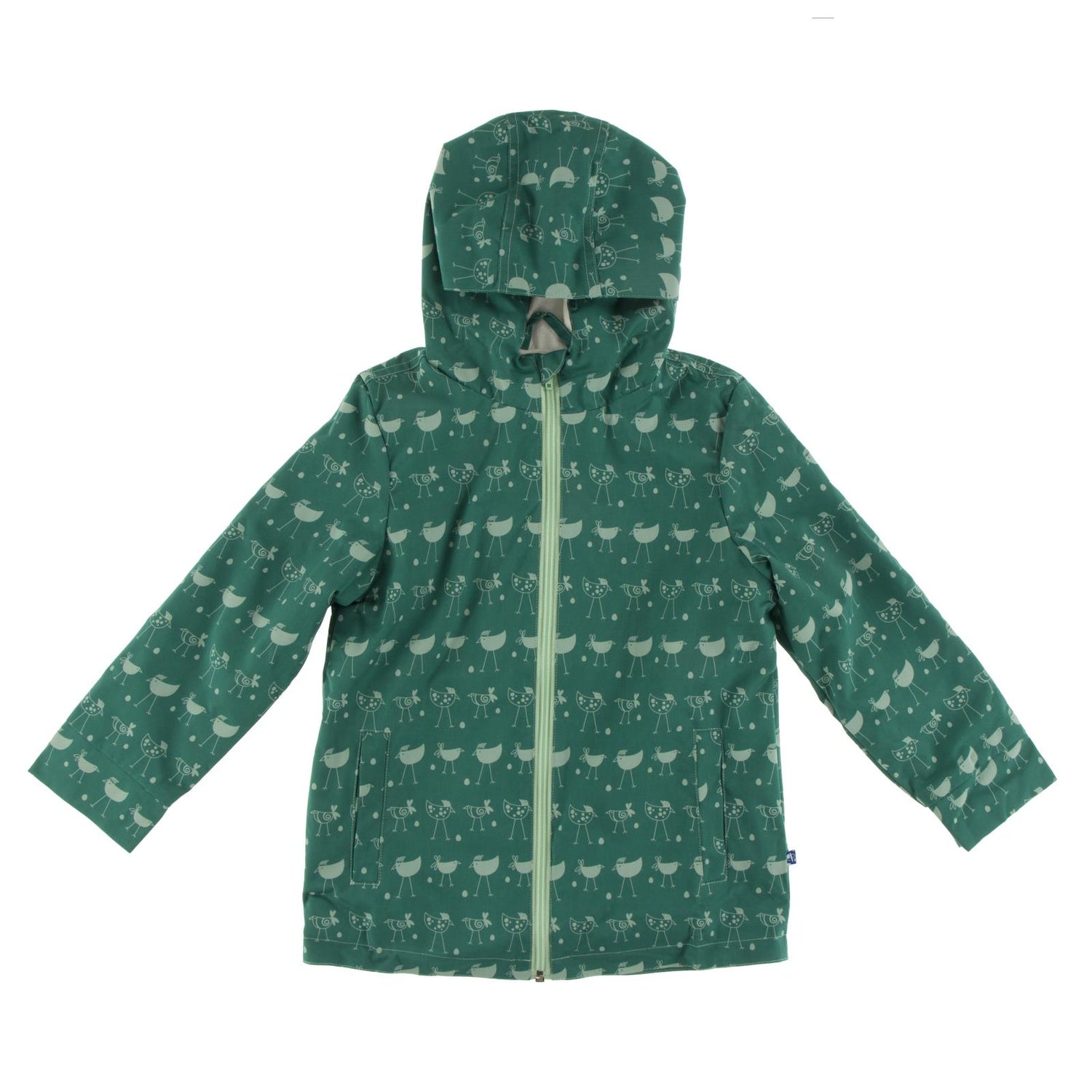 Print Sherpa-Lined Raincoat in Ivy Chickens (291268)