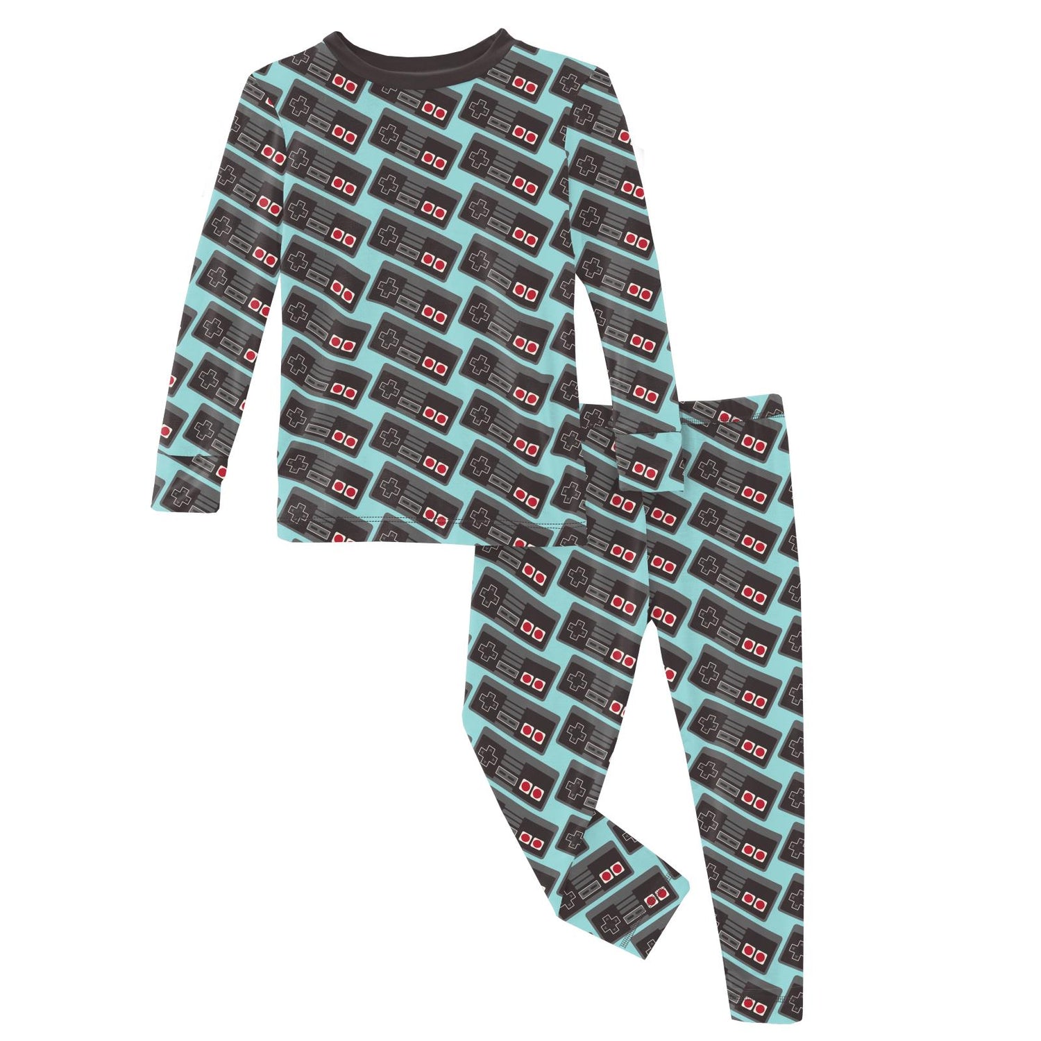 Print Long Sleeve Pajama Set in Summer Sky Retro Game Controller (249748)