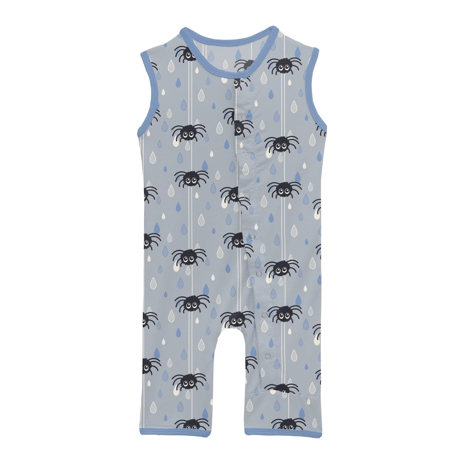 Print Tank Romper in Pearl Blue Itsy Bitsy Spider (281641)