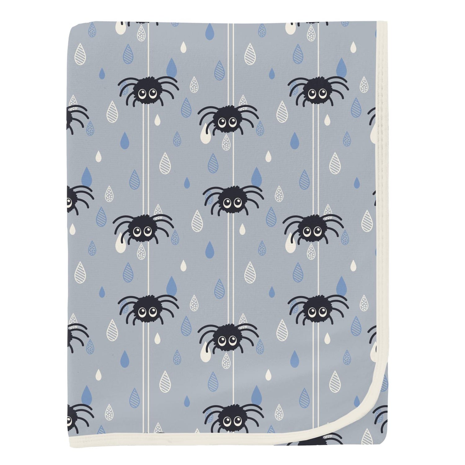 Print Swaddling Blanket in Pearl Blue Itsy Bitsy Spider