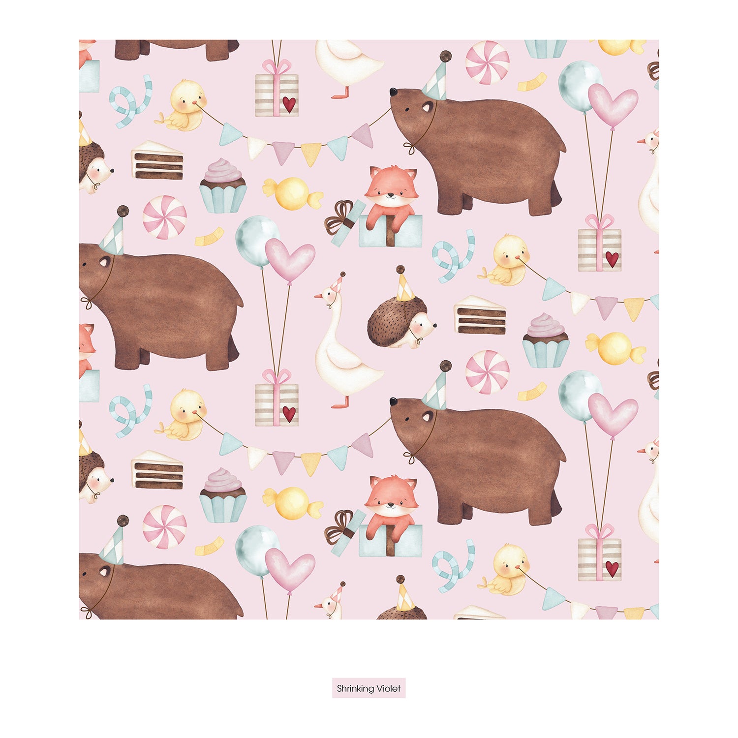 Print Muffin Ruffle Coverall with Snaps in Shrinking Violet Forest Party (322940)