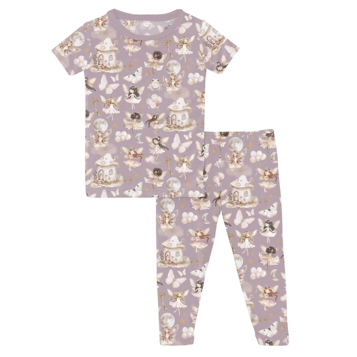 Print Short Sleeve Pajama Set in Sweet Pea Fairy Party (362429)