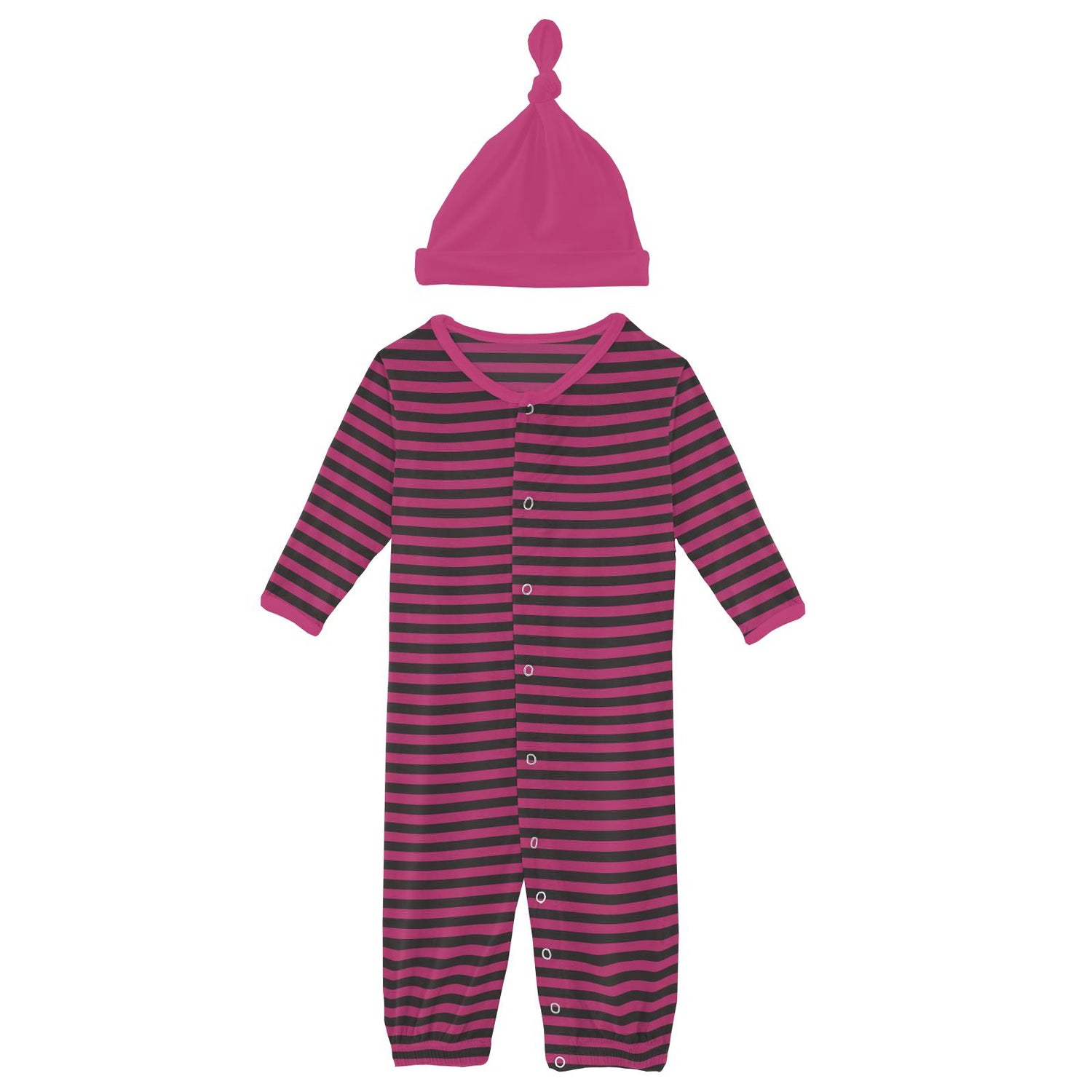 Print Layette Gown Converter & Single Knot Hat Set in Awesome Stripe (249896)