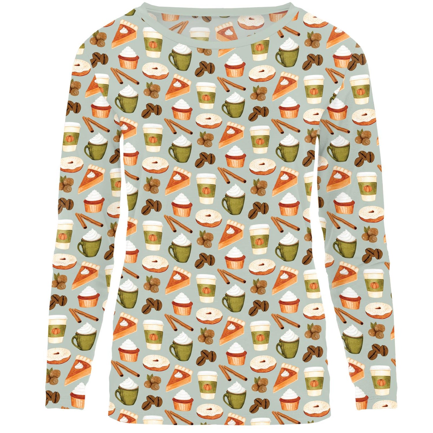 Women's Print Long Sleeve Relaxed Tee in Aloe Pumpkin Spice (334098)