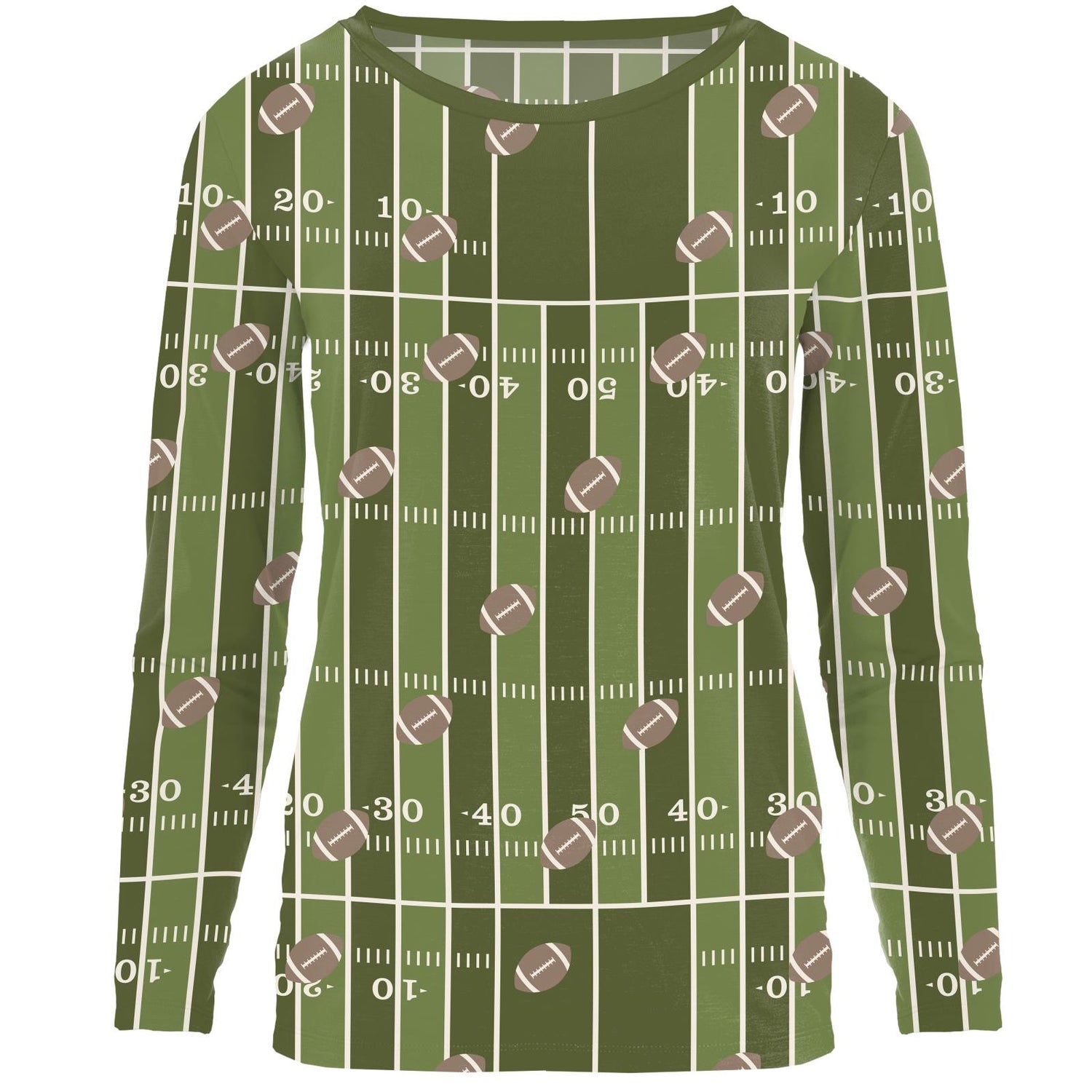Women's Print Long Sleeve Relaxed Tee in Pesto Football (334129)