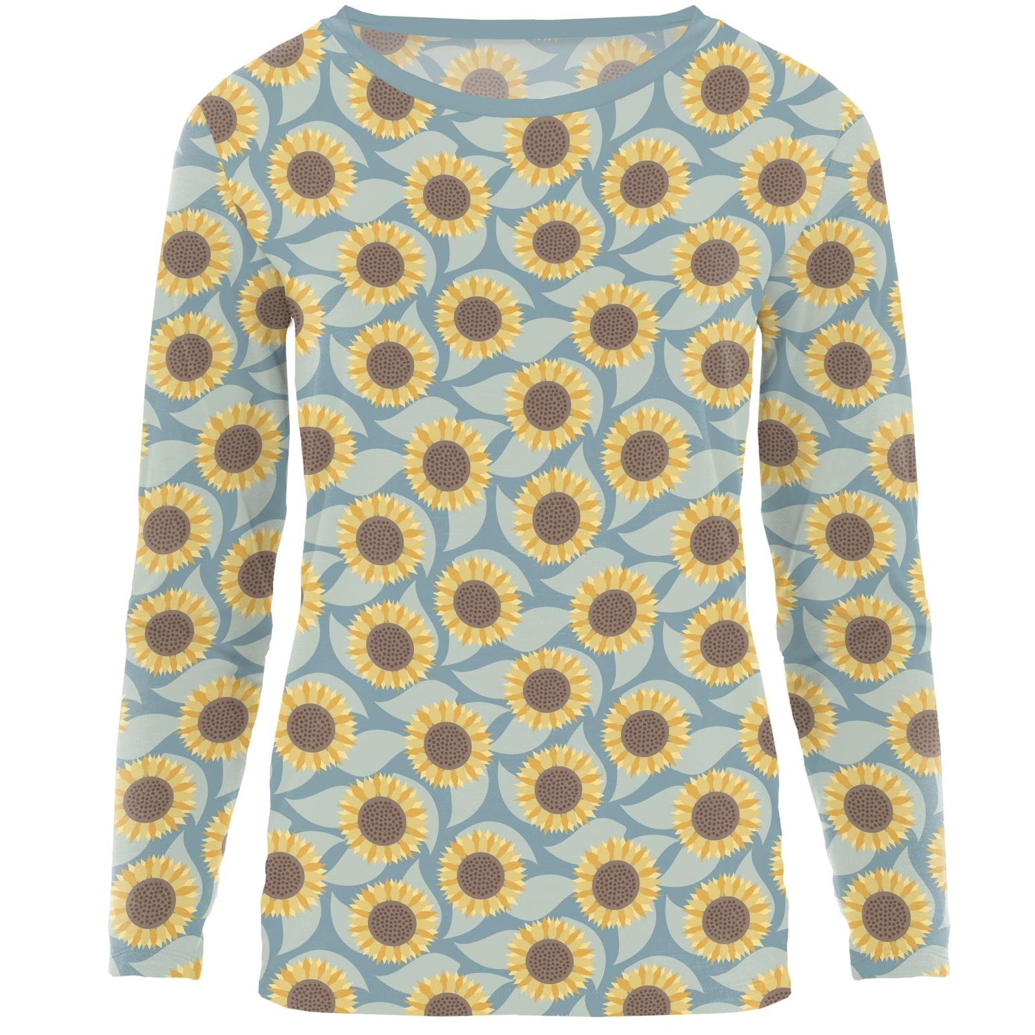 Women's Print Long Sleeve Relaxed Tee in Stormy Sea Sunflower (334166)