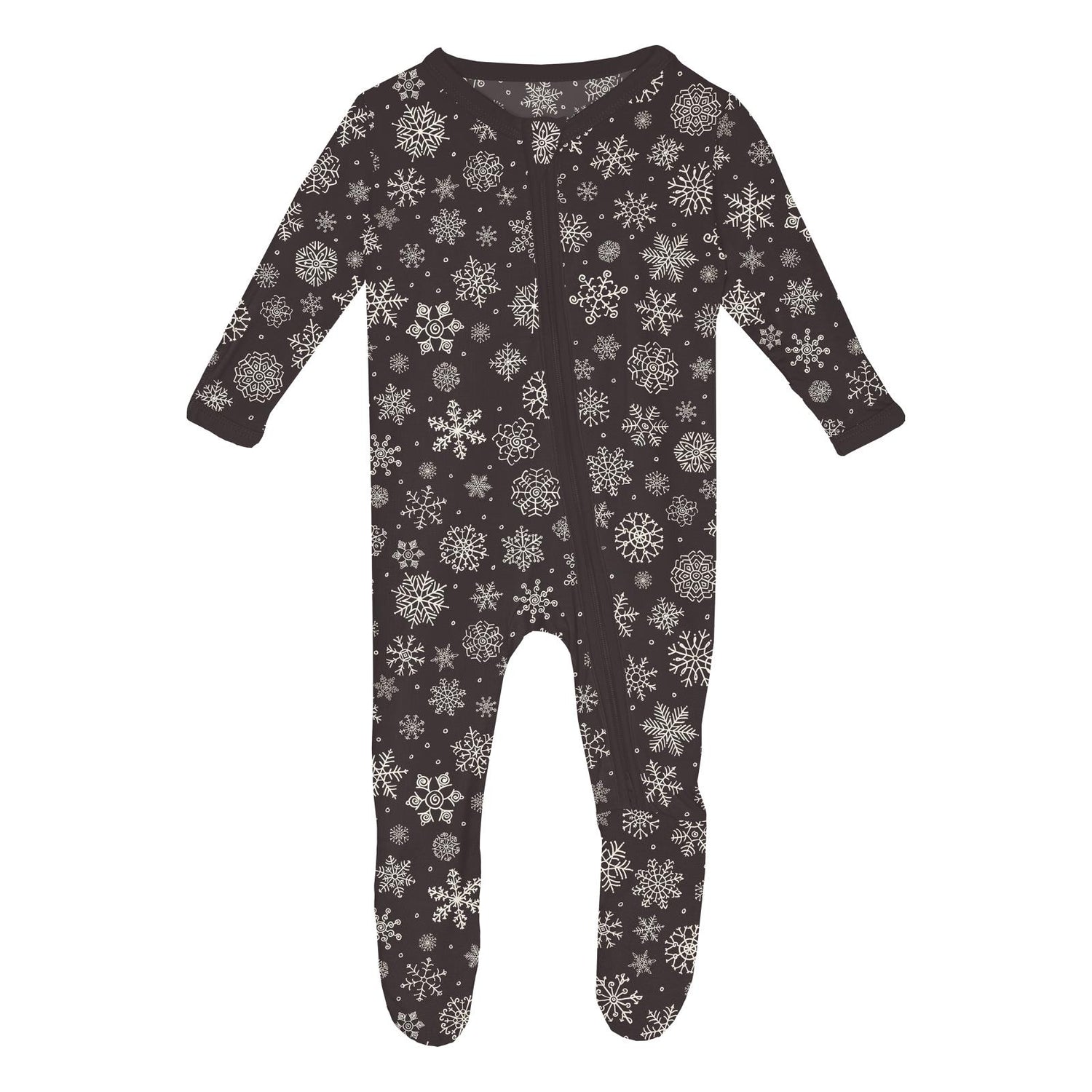 Print Footie with 2 Way Zipper in Chalkboard Snowflakes (344849)