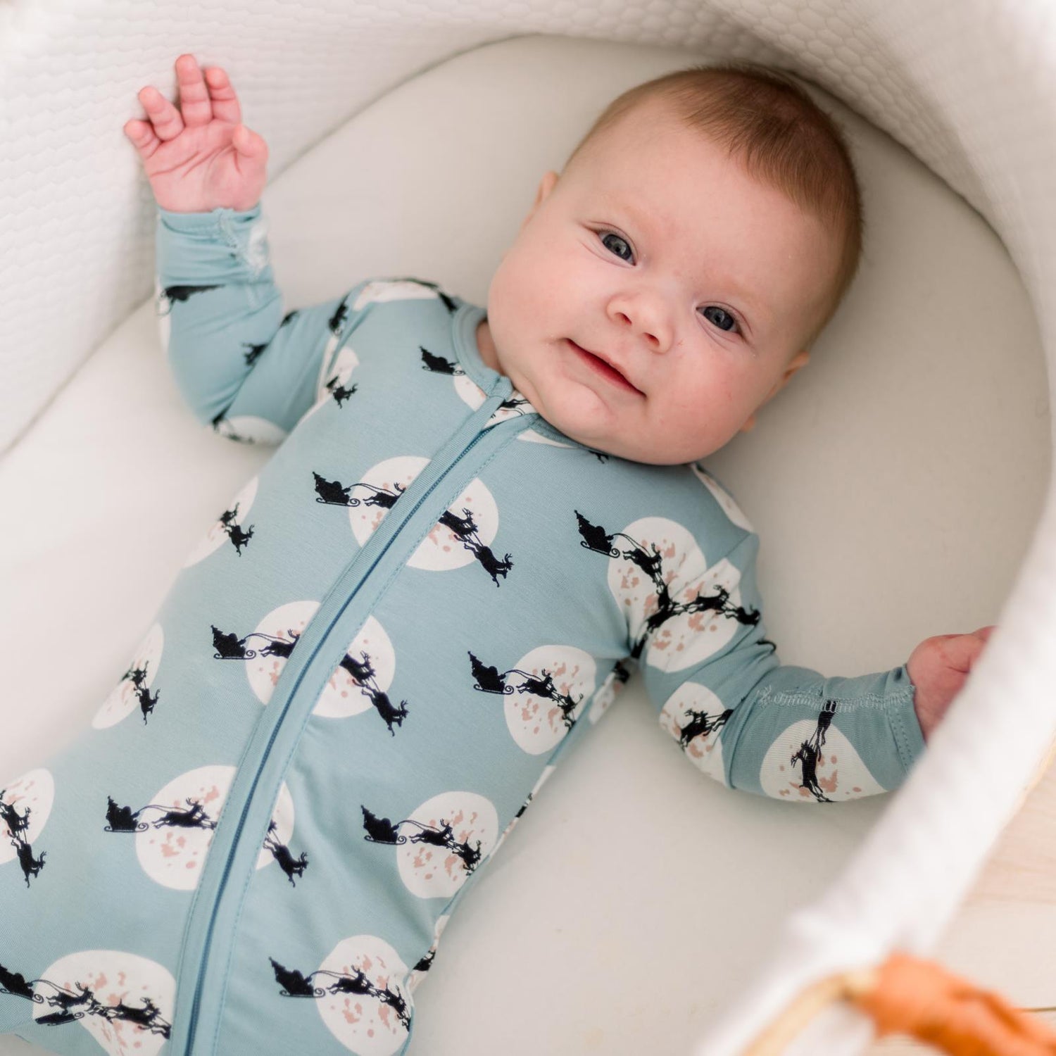 Print Footie with 2 Way Zipper in Stormy Sea Santa's Sleigh (344960)