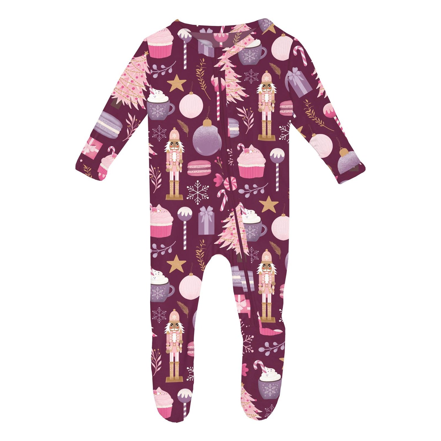 Print Footie with 2 Way Zipper in Melody Sugar Plum (345092)