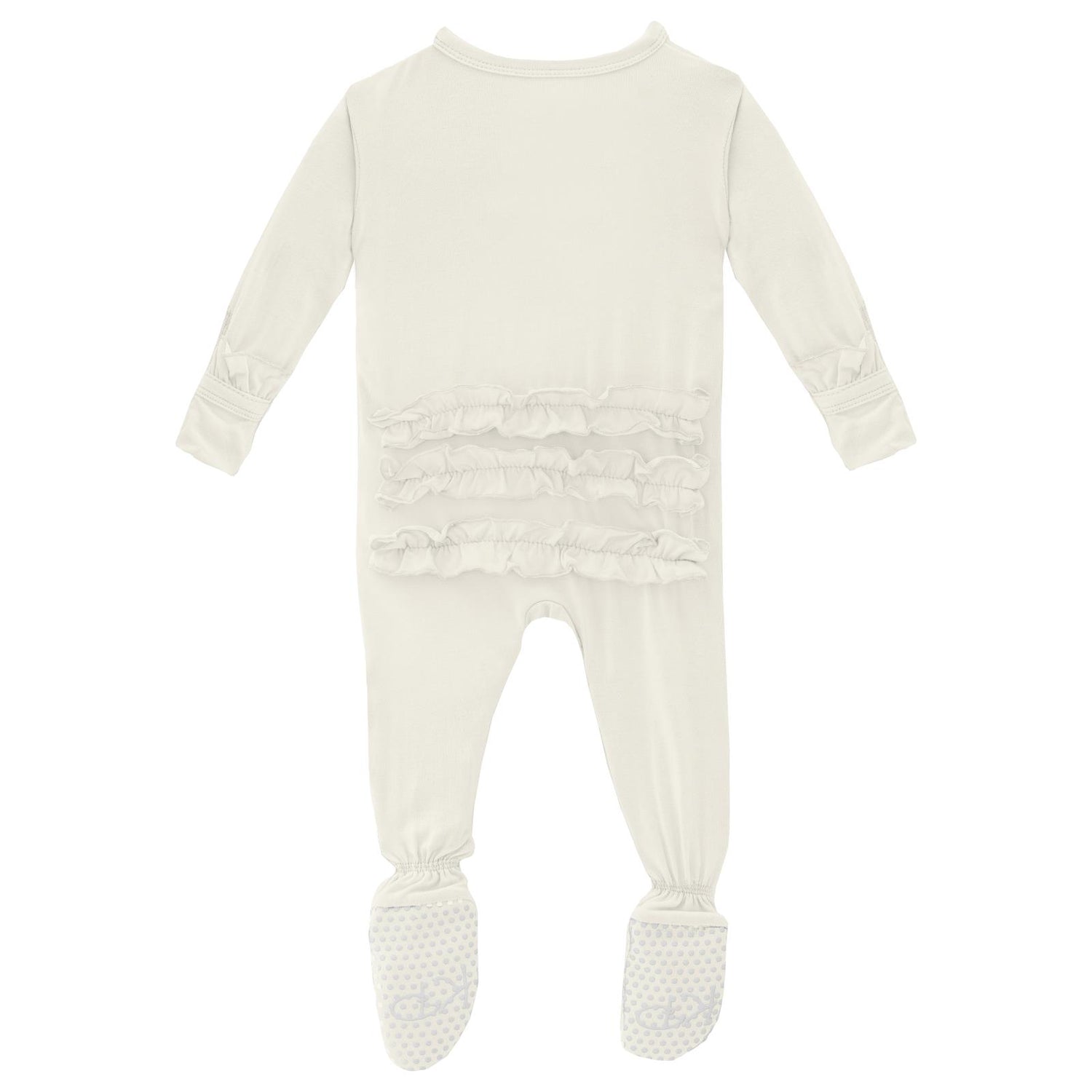 Layette Ruffle Footie with Snaps in Natural (350739)