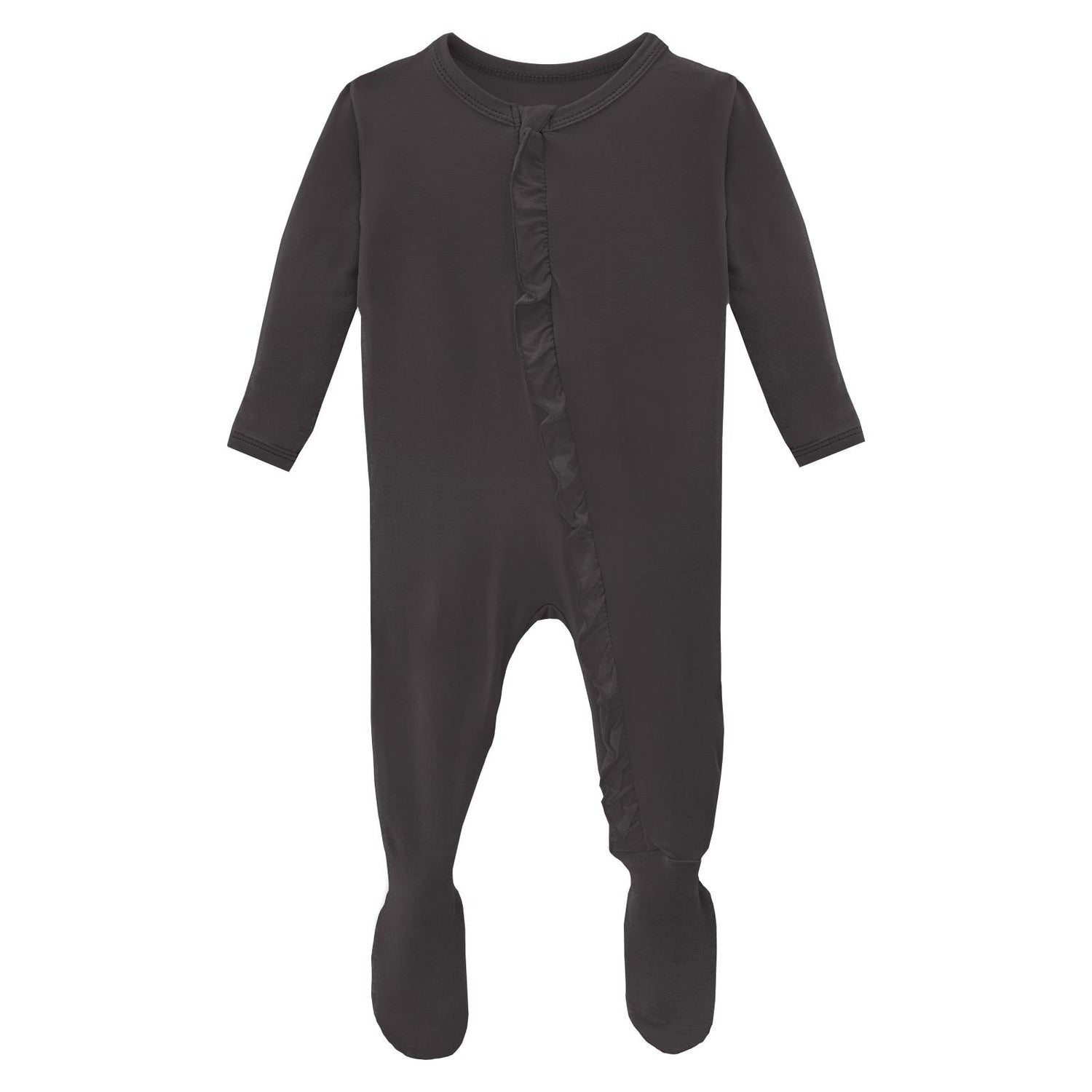 Layette Ruffle Footie with 2 Way Zipper in Midnight (350808)