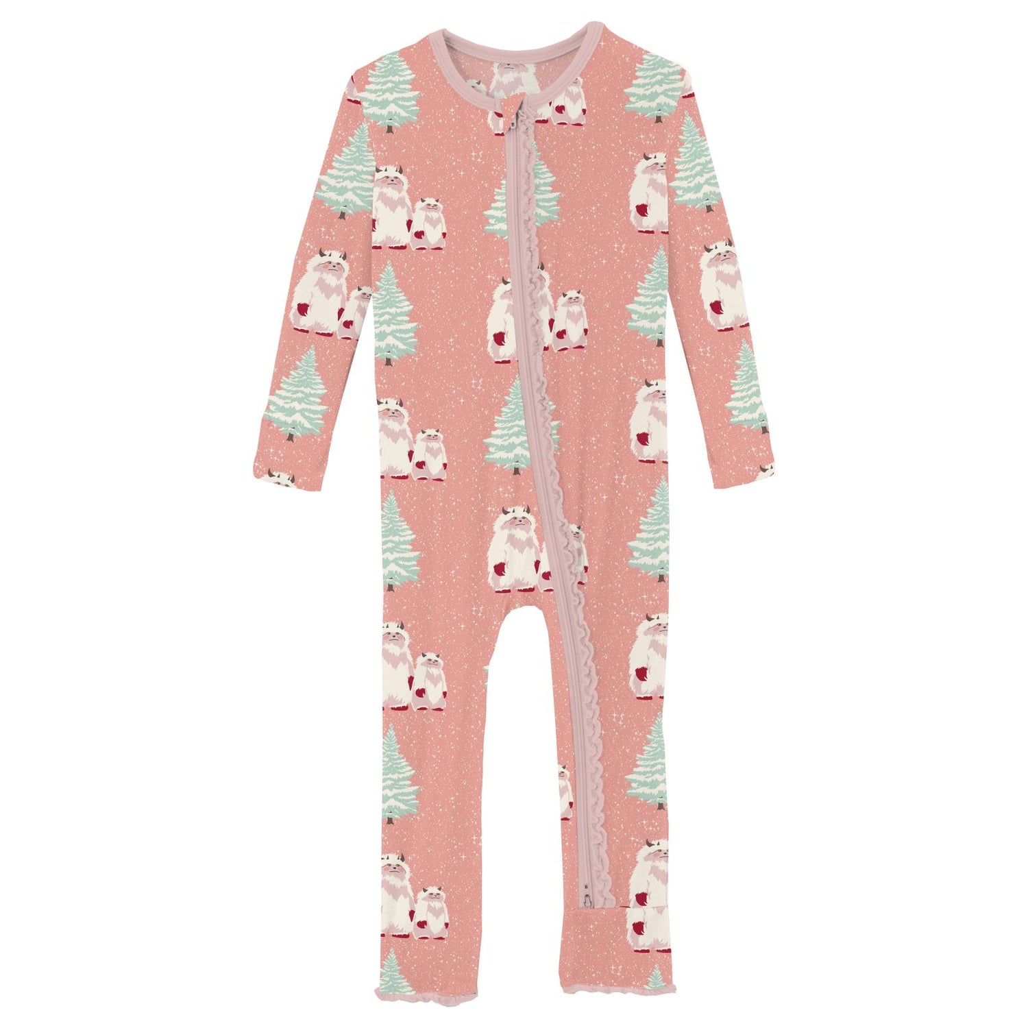 Print Muffin Ruffle Coverall with 2 Way Zipper in Blush Yeti (300033)