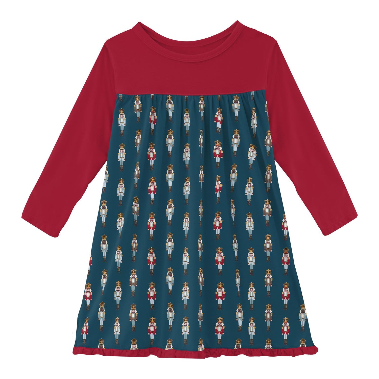 Print Long Sleeve Swing Dress in Peacock Nutcrackers (300509)