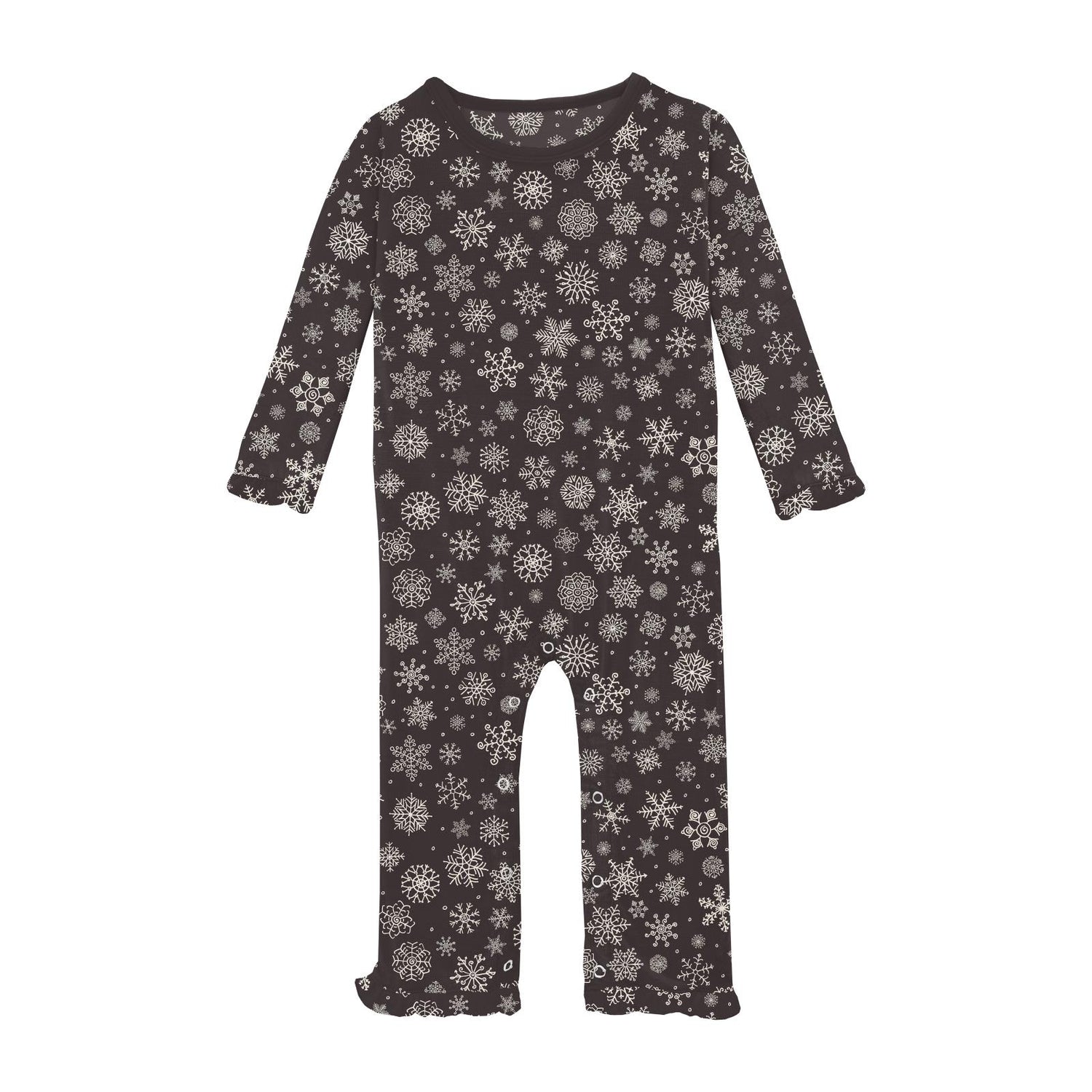 Print Oh La La Ruffle Romper in Chalkboard Snowflakes (346167)