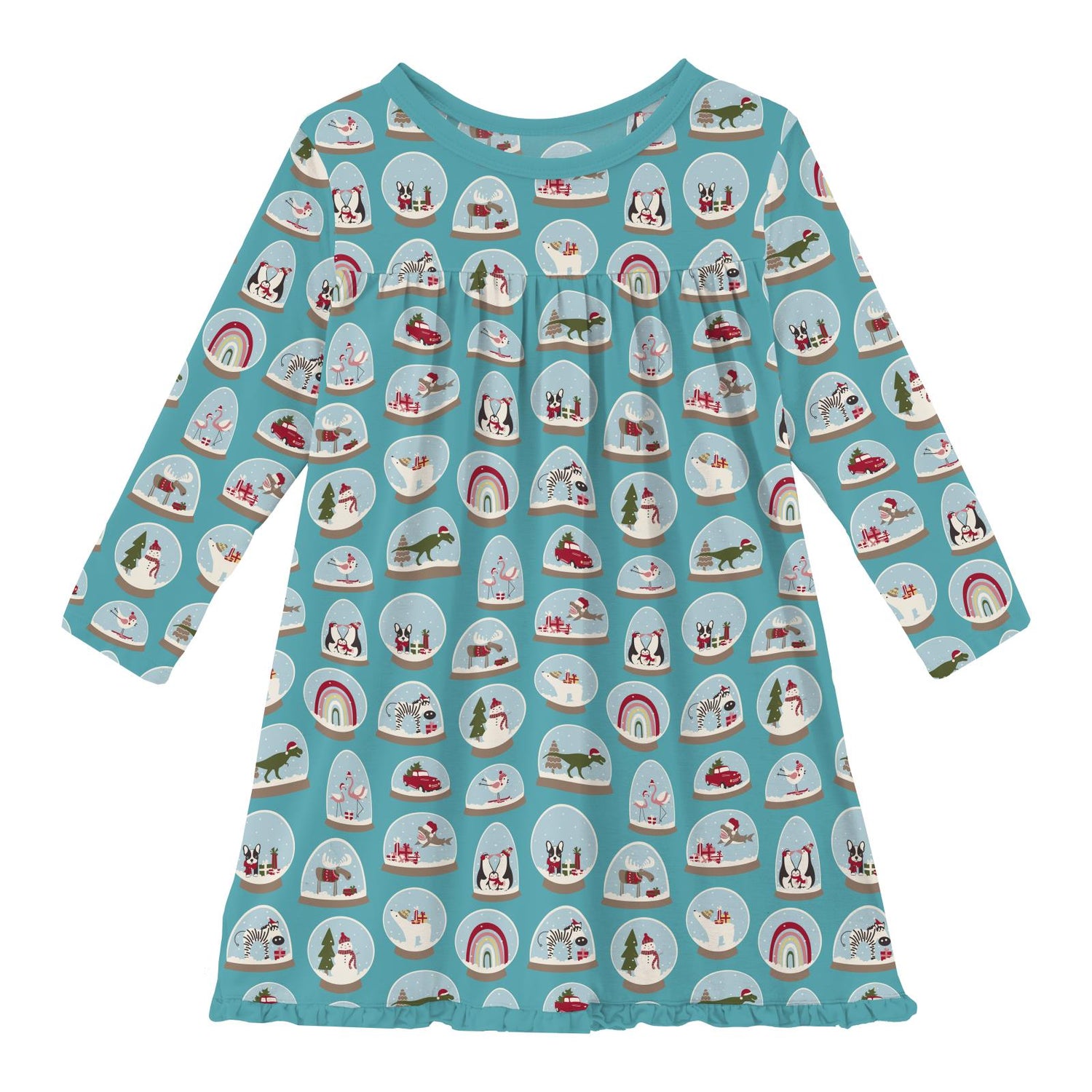 Print Long Sleeve Swing Dress in Glacier Snow Globes (346031)