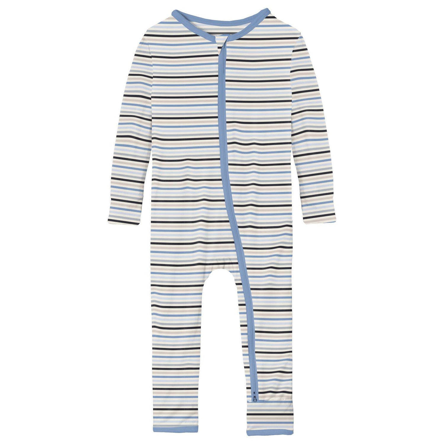 Print Coverall with 2 Way Zipper in Rhyme Stripe