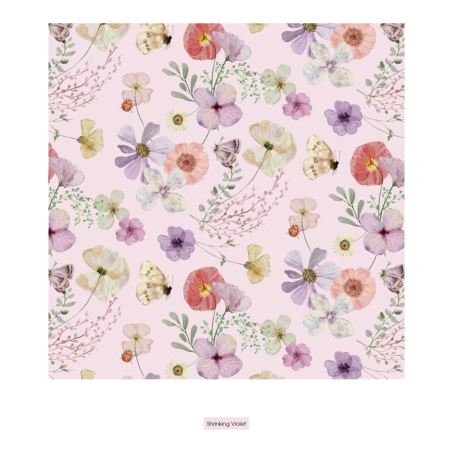Print Flutter Sleeve Tee in Shrinking Violet Pressed Flowers (323838)