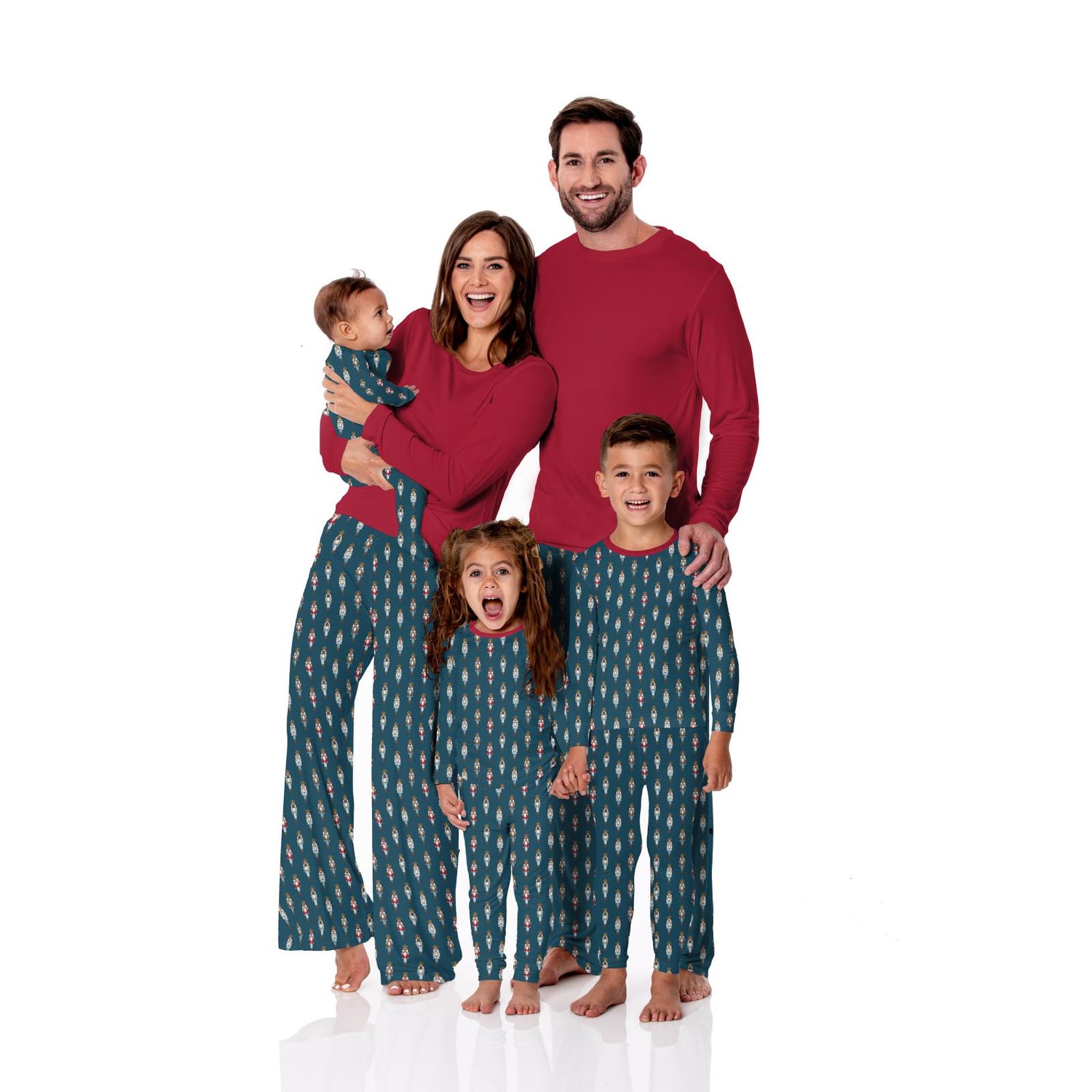 Print Long Sleeve Pajama Set in Peacock Nutcrackers (341280)