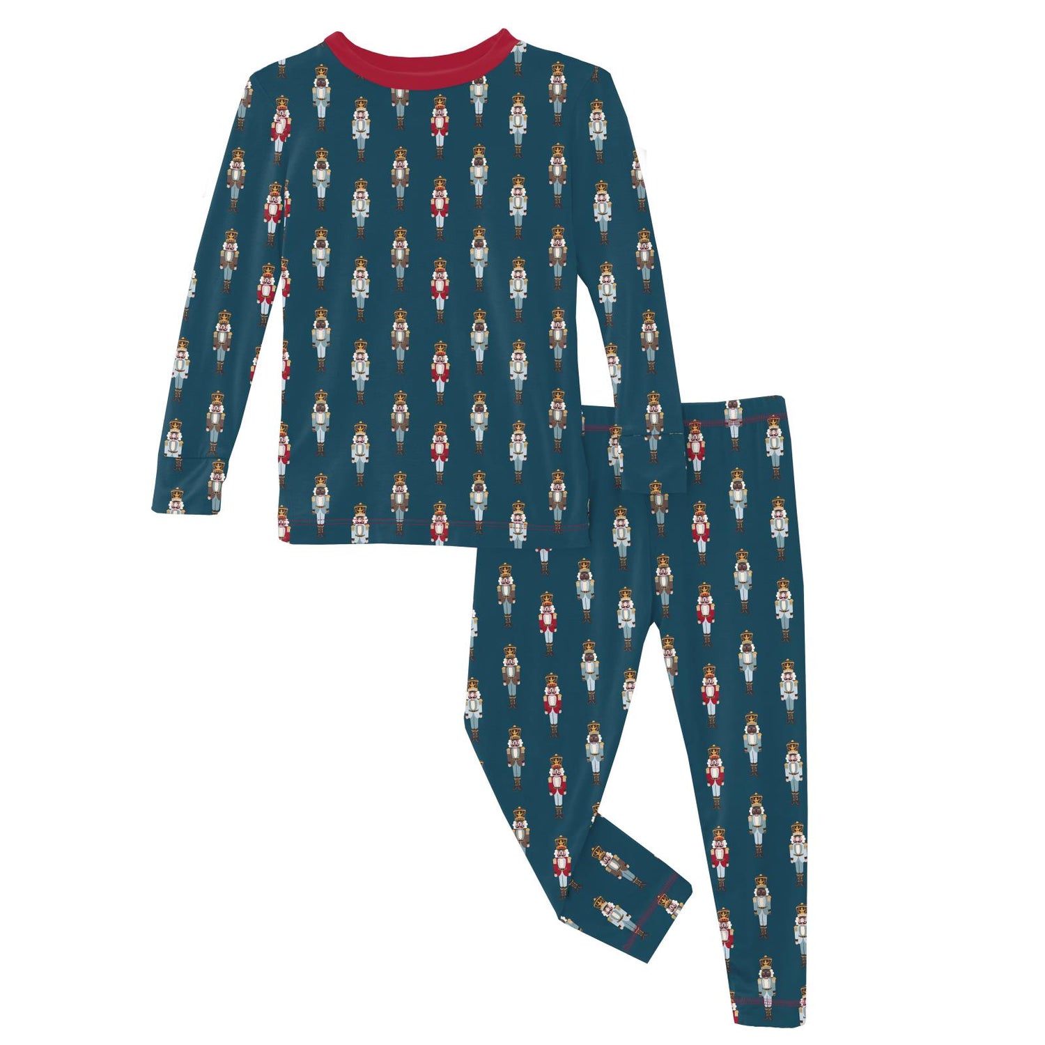 Print Long Sleeve Pajama Set in Peacock Nutcrackers (341281)
