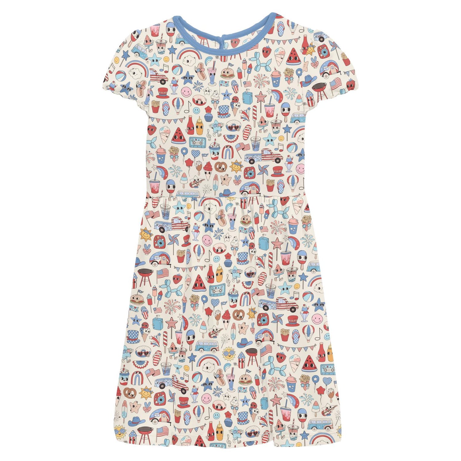 Print Flutter Sleeve Twirl Dress with Pockets in Party USA (360157)