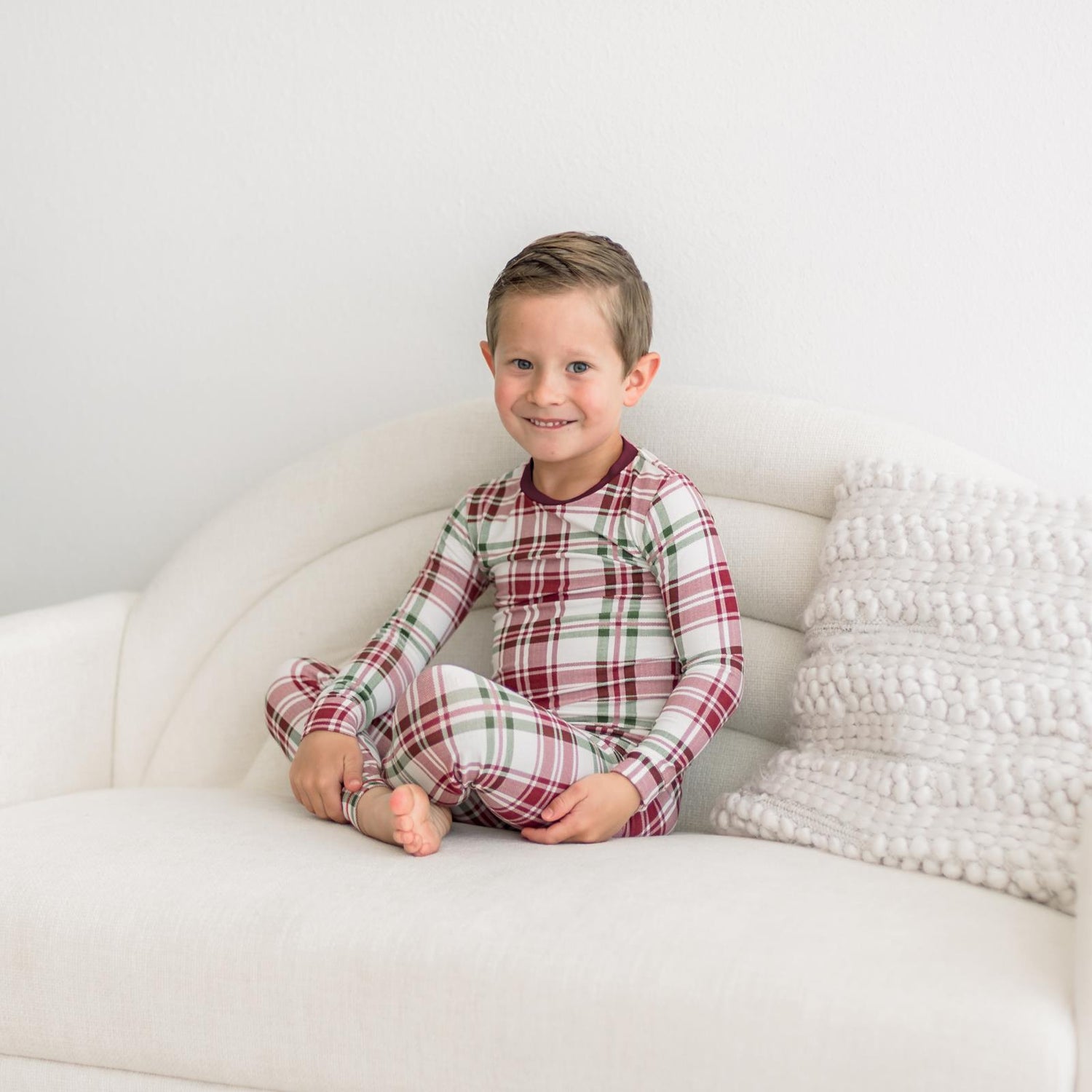 Print Long Sleeve Pajama Set in Fireside Plaid (373177)