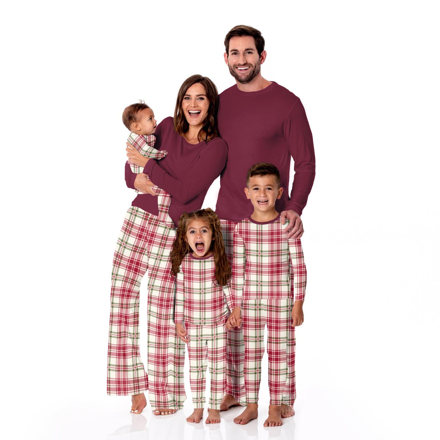 Print Long Sleeve Pajama Set in Fireside Plaid (373190)