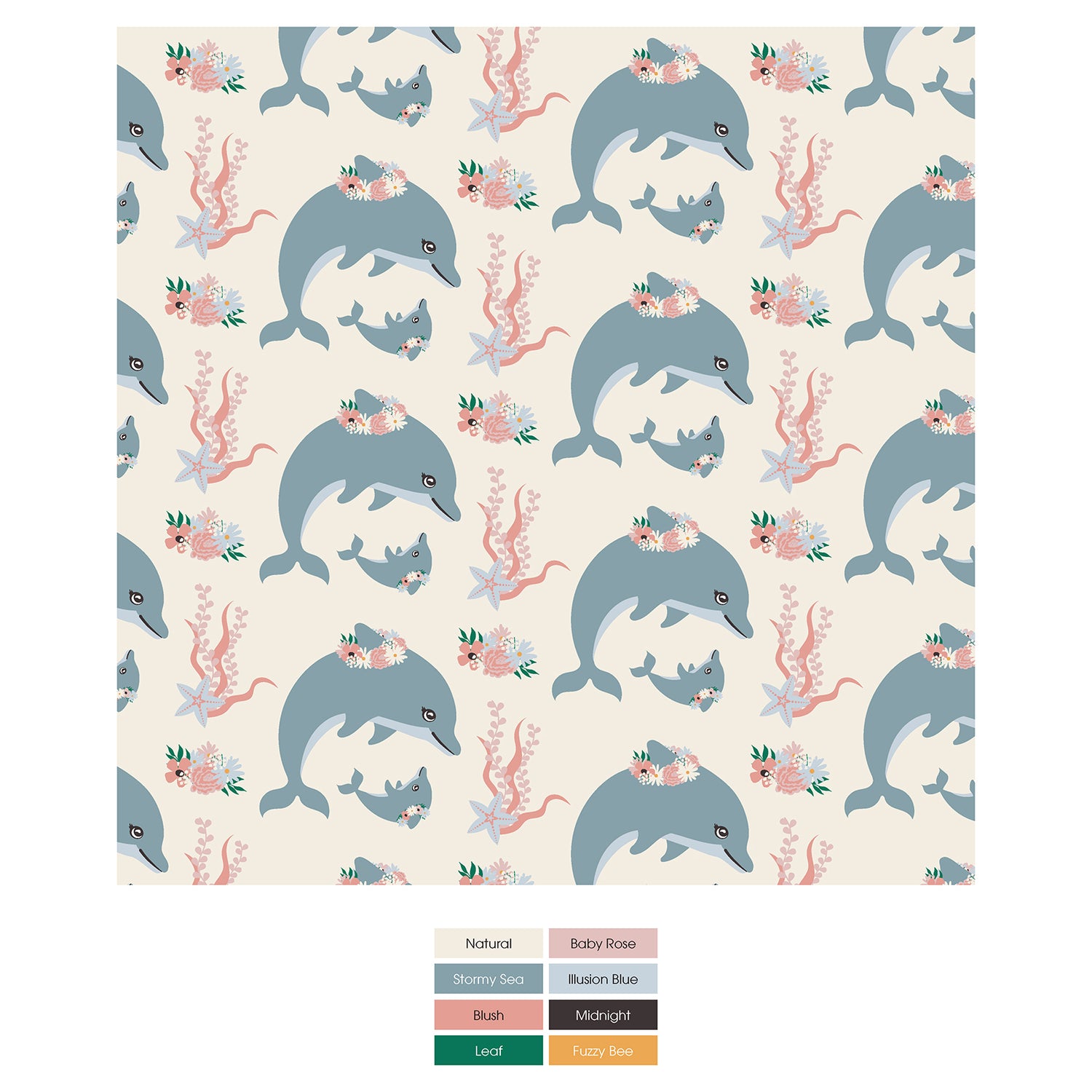 Print Coverall with 2 Way Zipper in Natural Dolphins (310194)