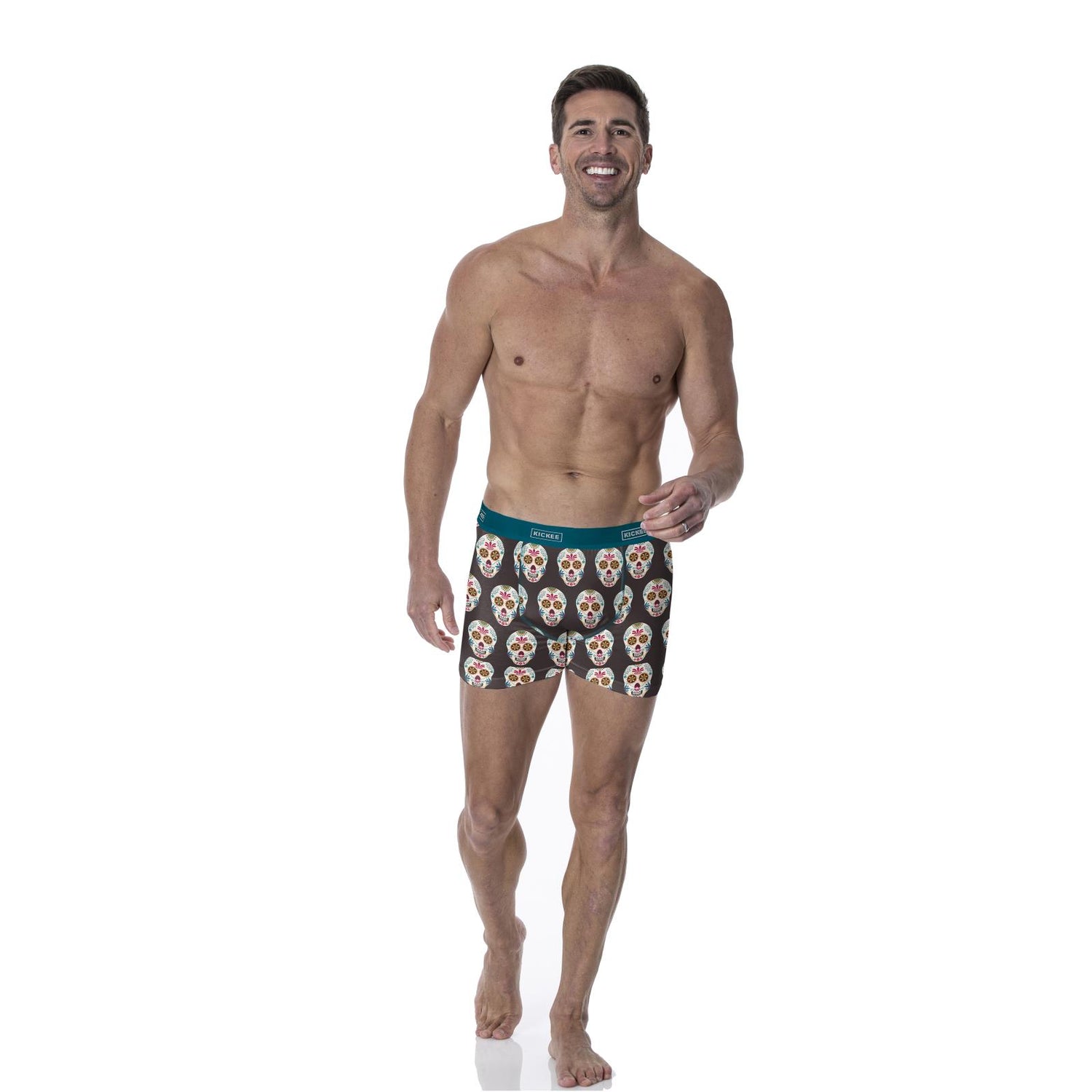 Men's Print Boxer Brief in Midnight Dia De Los Muertos