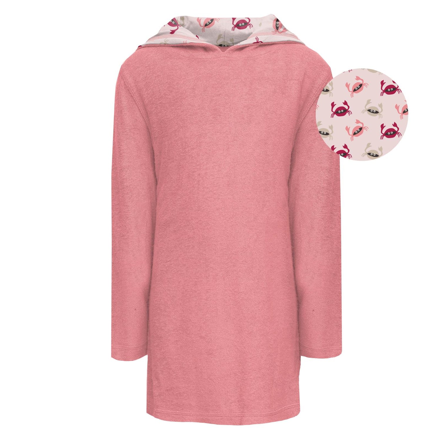 Terry Pull-over After Swim Robe in Strawberry with Macaroon Crabs (228423)