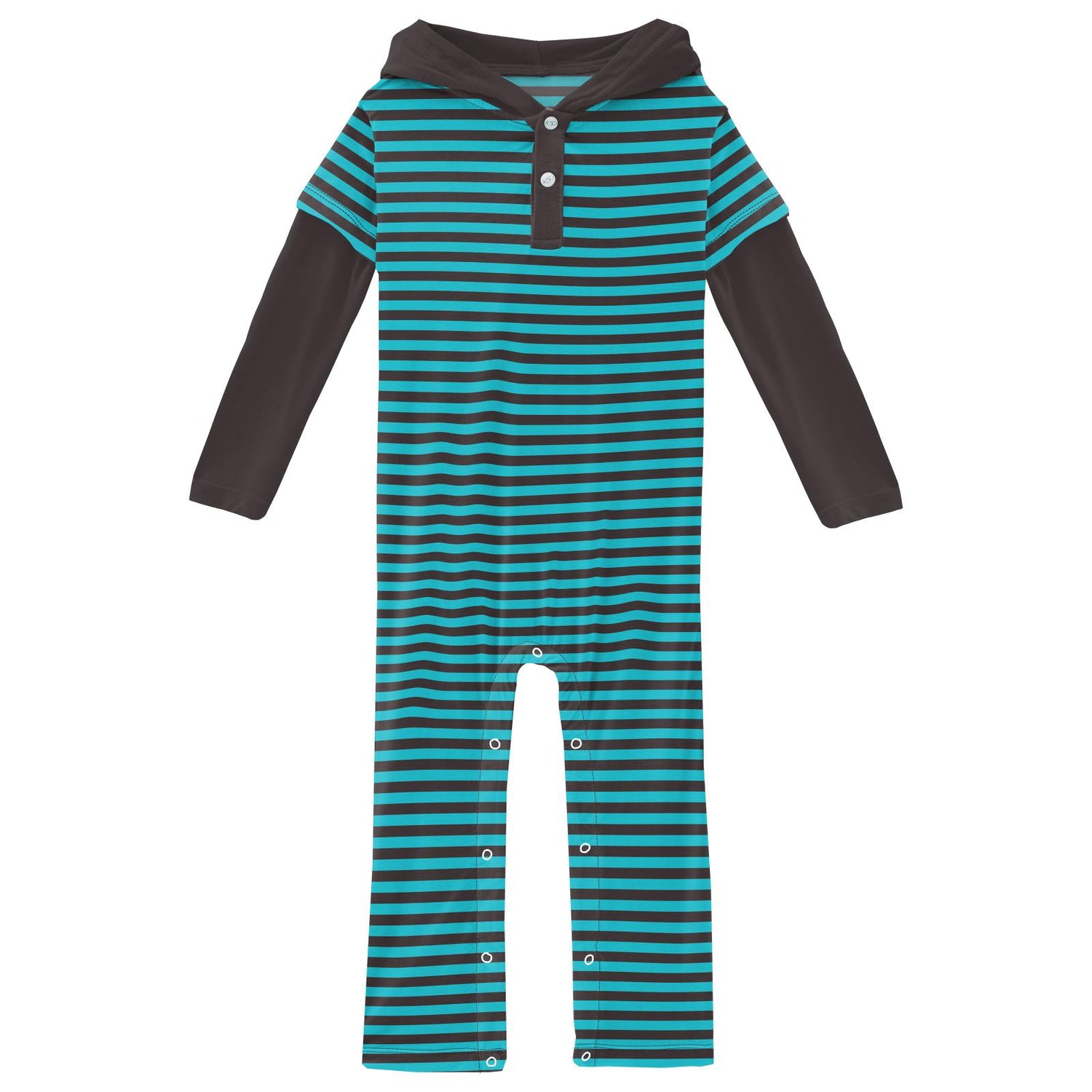 Print Long Sleeve Hoodie Romper in Rad Stripe (249455)