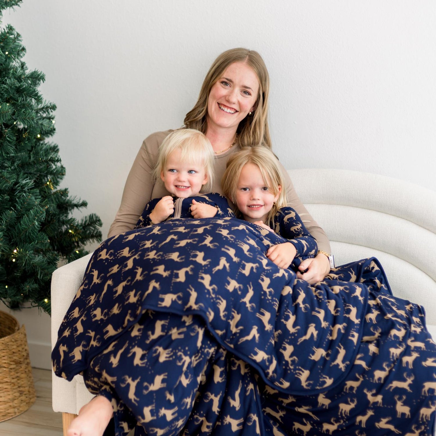 Print Footie with 2 Way Zipper in Peacoat Elk (366391)