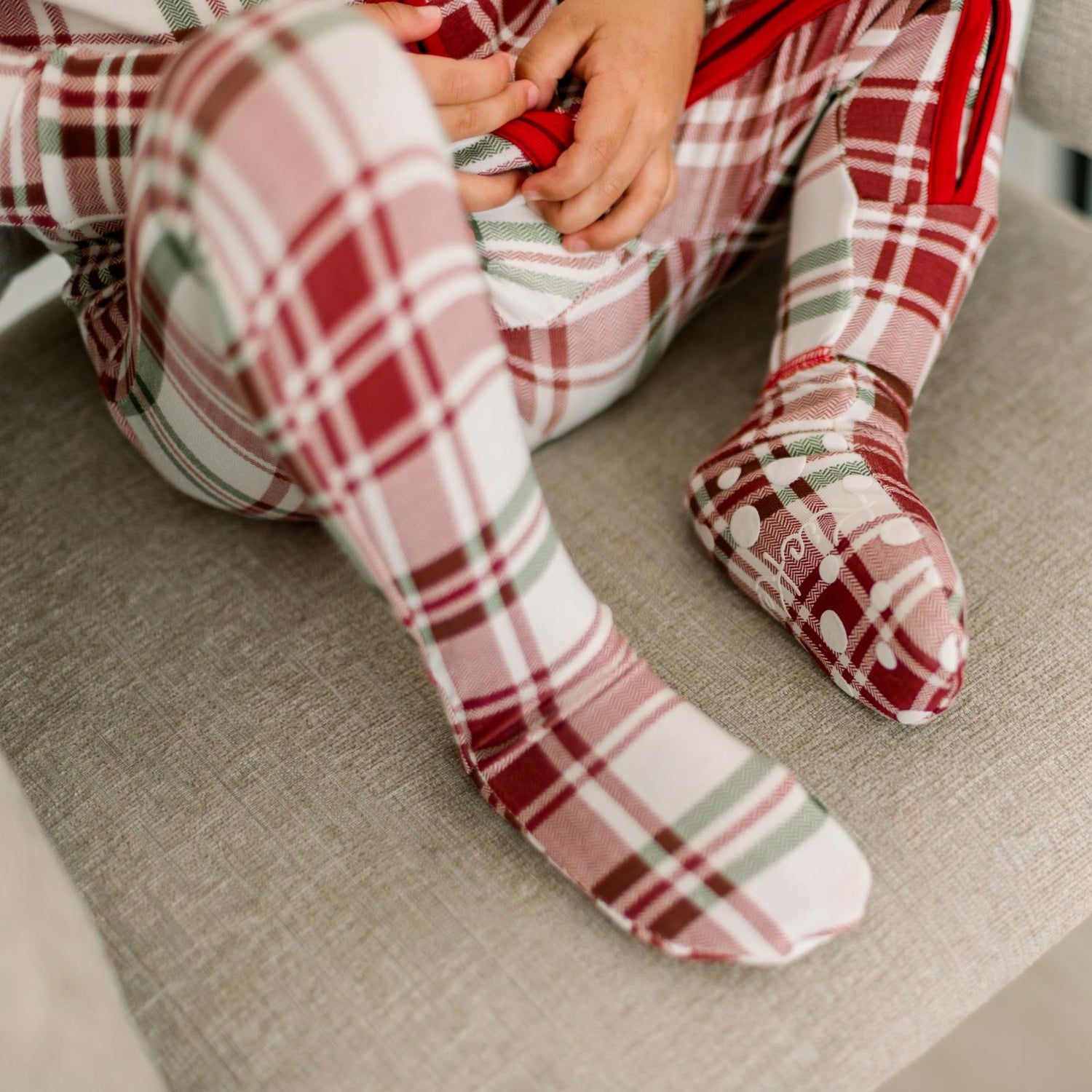 Print Footie with 2 Way Zipper in Fireside Plaid (366815)
