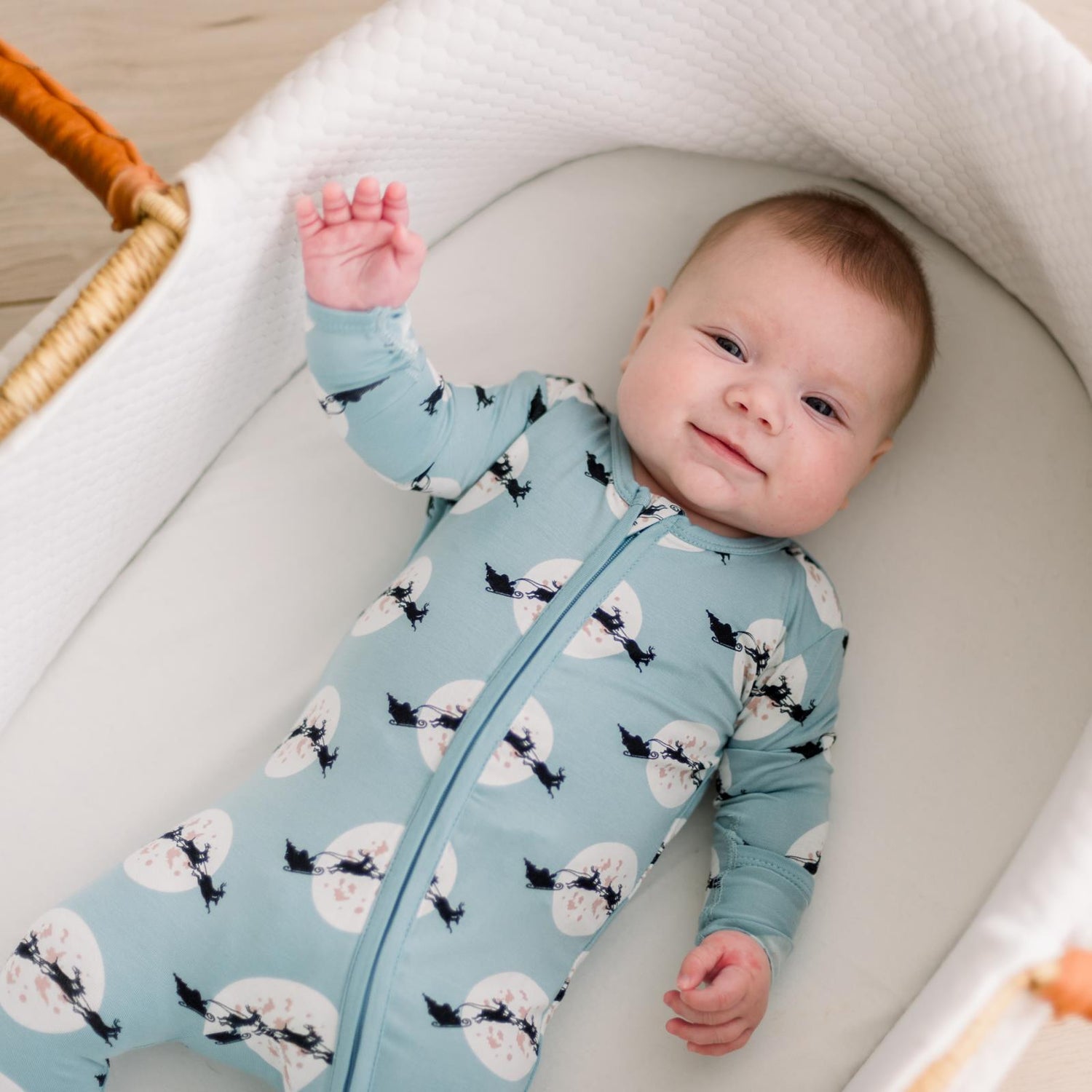 Print Footie with 2 Way Zipper in Stormy Sea Santa's Sleigh (366844)