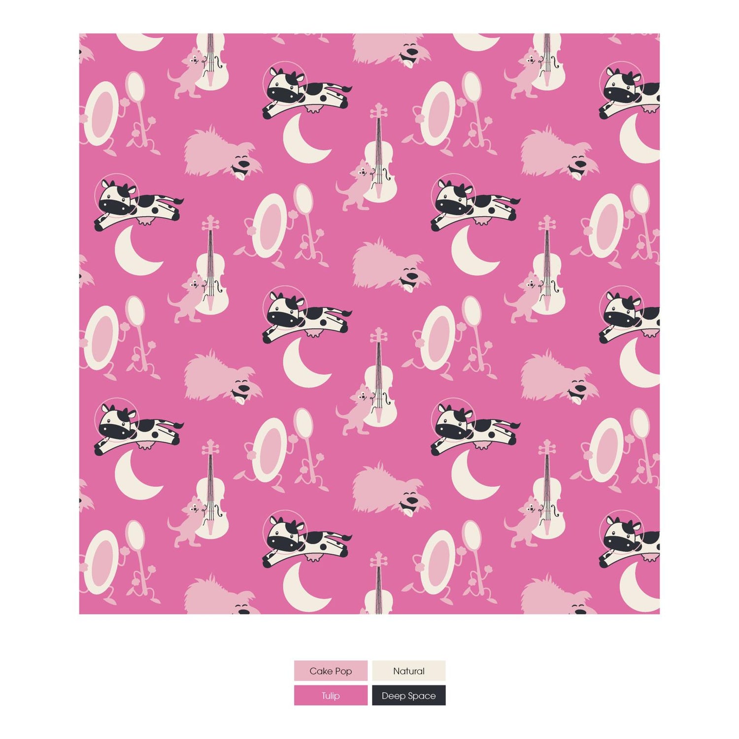 Print Short Sleeve Pajama Set in Tulip Hey Diddle Diddle (284641)
