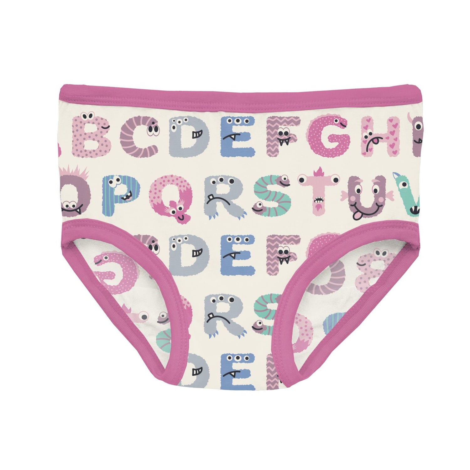 Print Girl's Underwear in Natural ABC Monsters