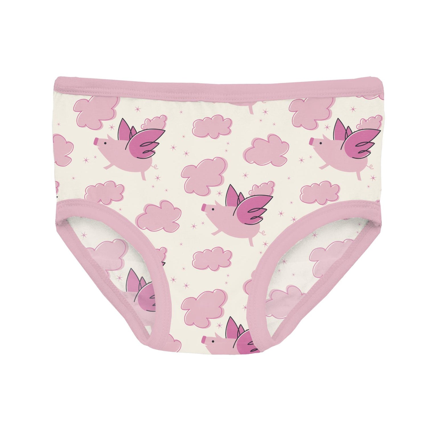 Print Girl's Underwear Set of 3 in Natural Flying Pigs, Natural & Cake Pop Baby Bumblebee