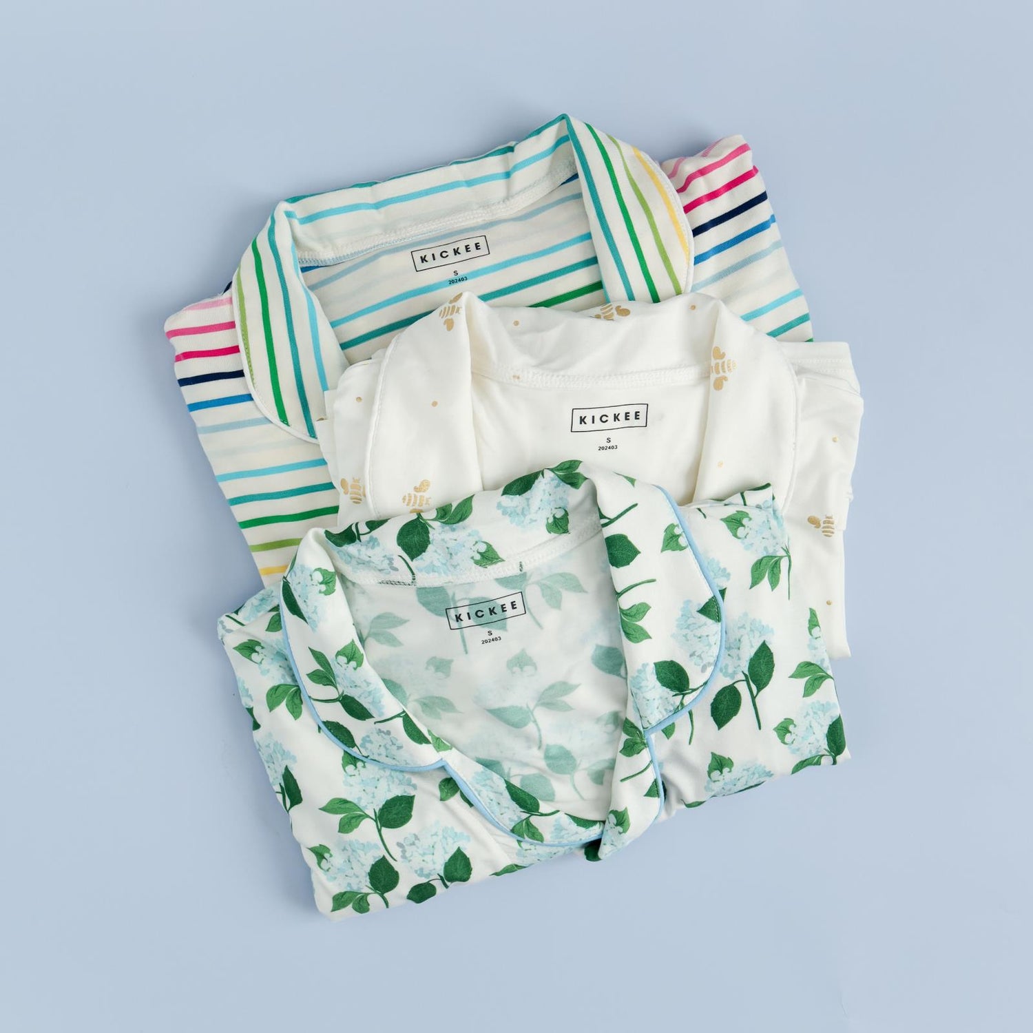 Women's Print Long Sleeve Collared Pajama Set with Shorts in Happy Stripe (359446)