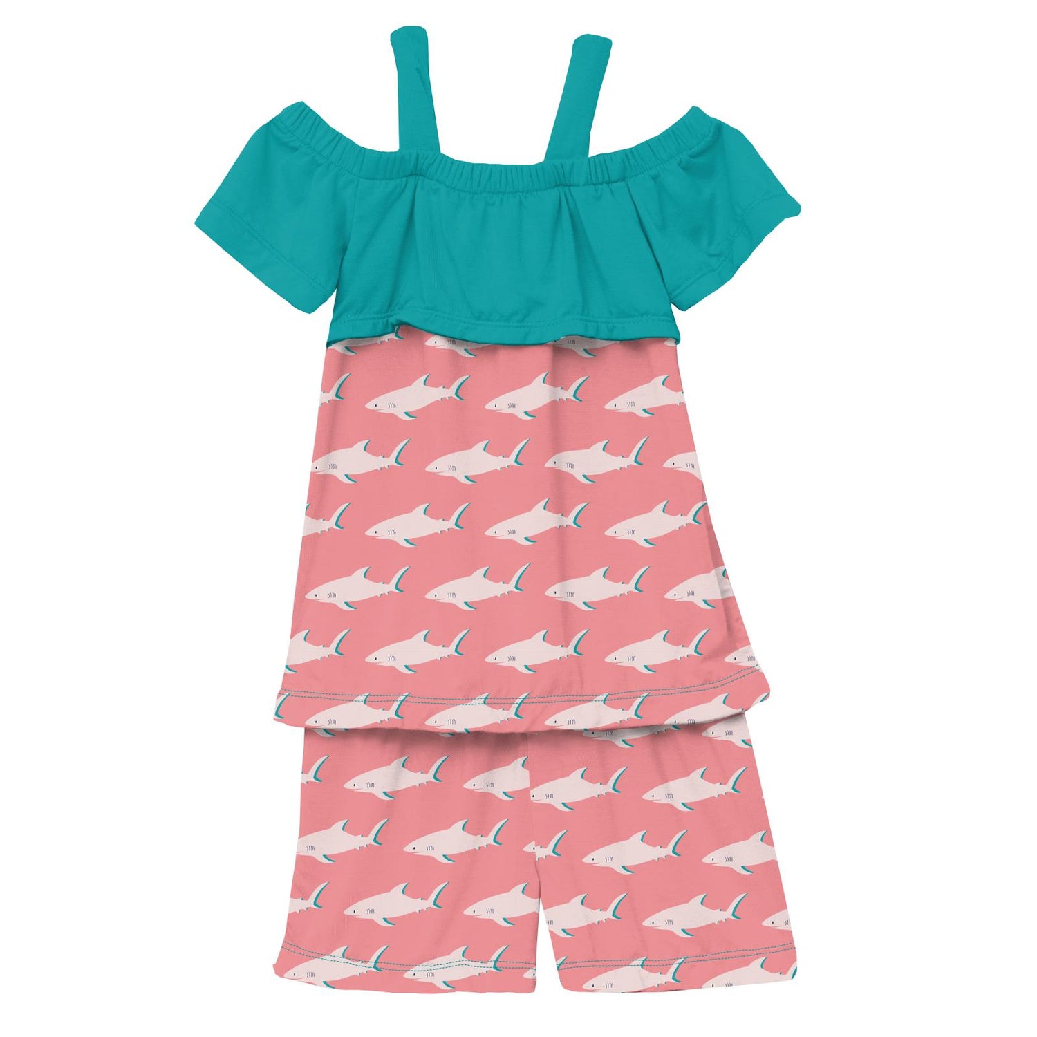 Print Off-Shoulder Outfit Set in Strawberry Sharky (228478)