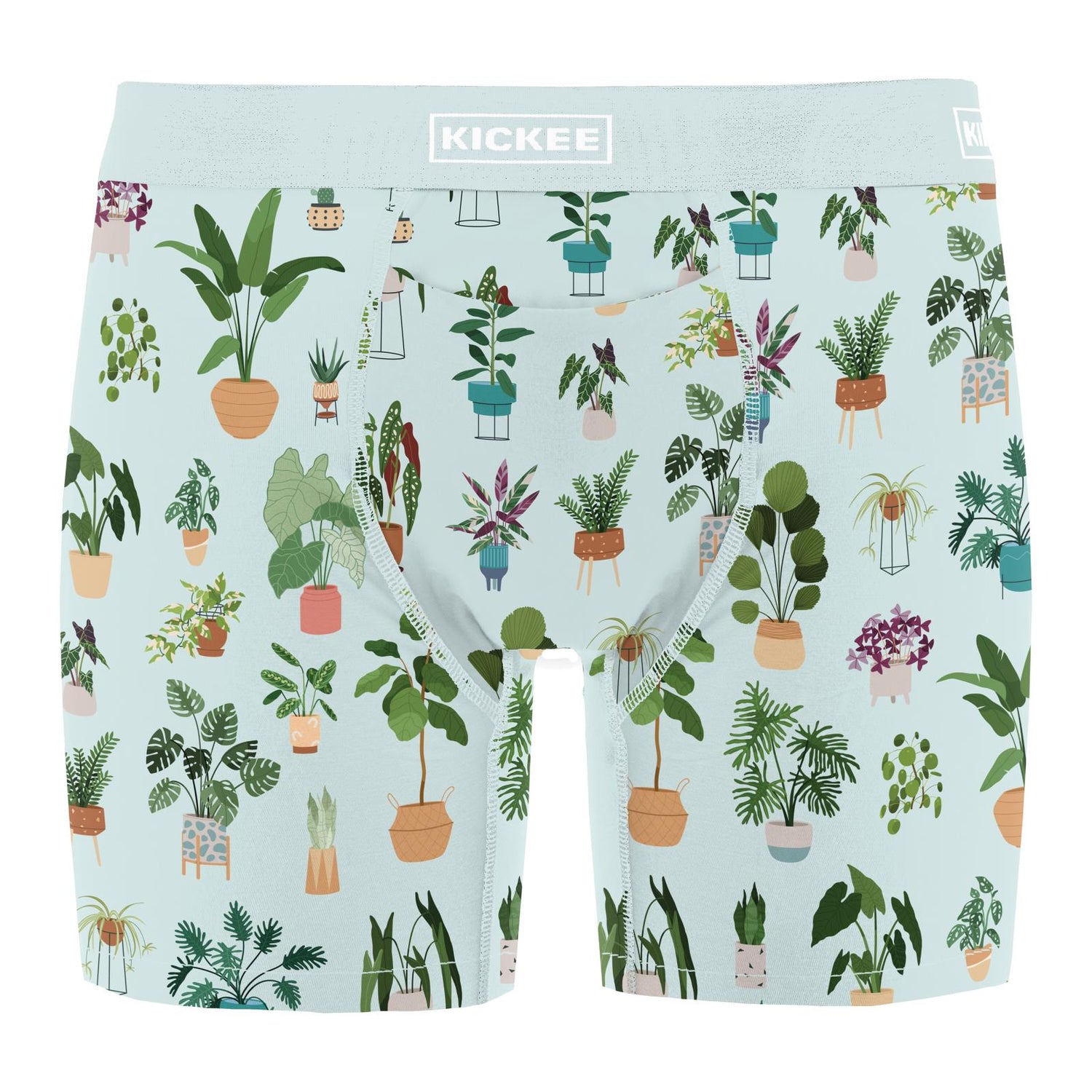 Men's Print Mid-Length Boxer Brief with Top Fly in Fresh Air House Plants (312709)