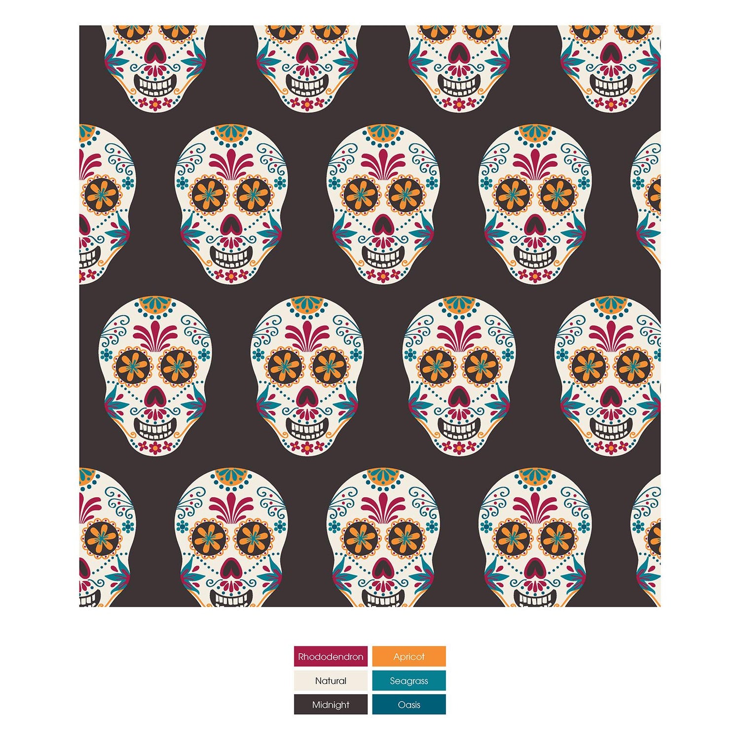 Print Long Sleeve Pajama Set in Midnight Dia de los Muertos (288281)