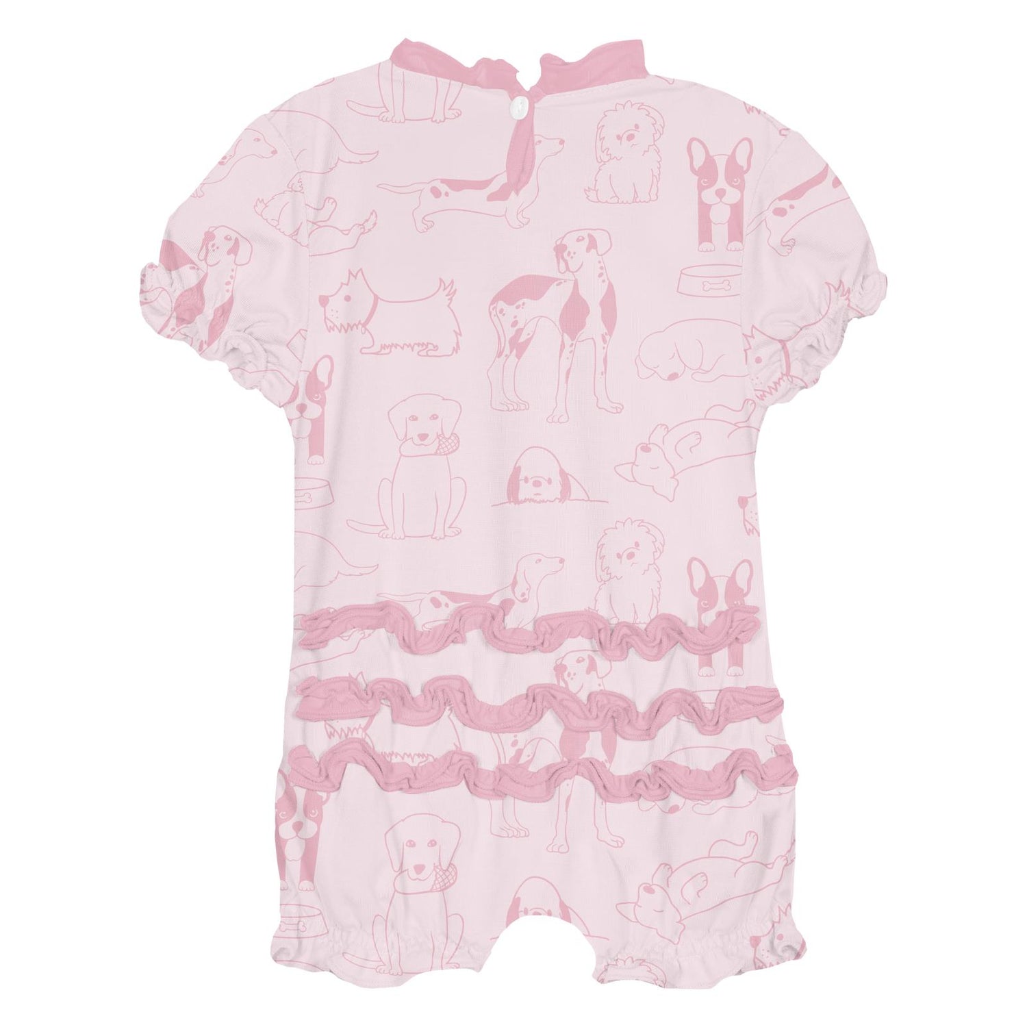 Print Ruffle Romper in Shrinking Violet Dogs (356413)