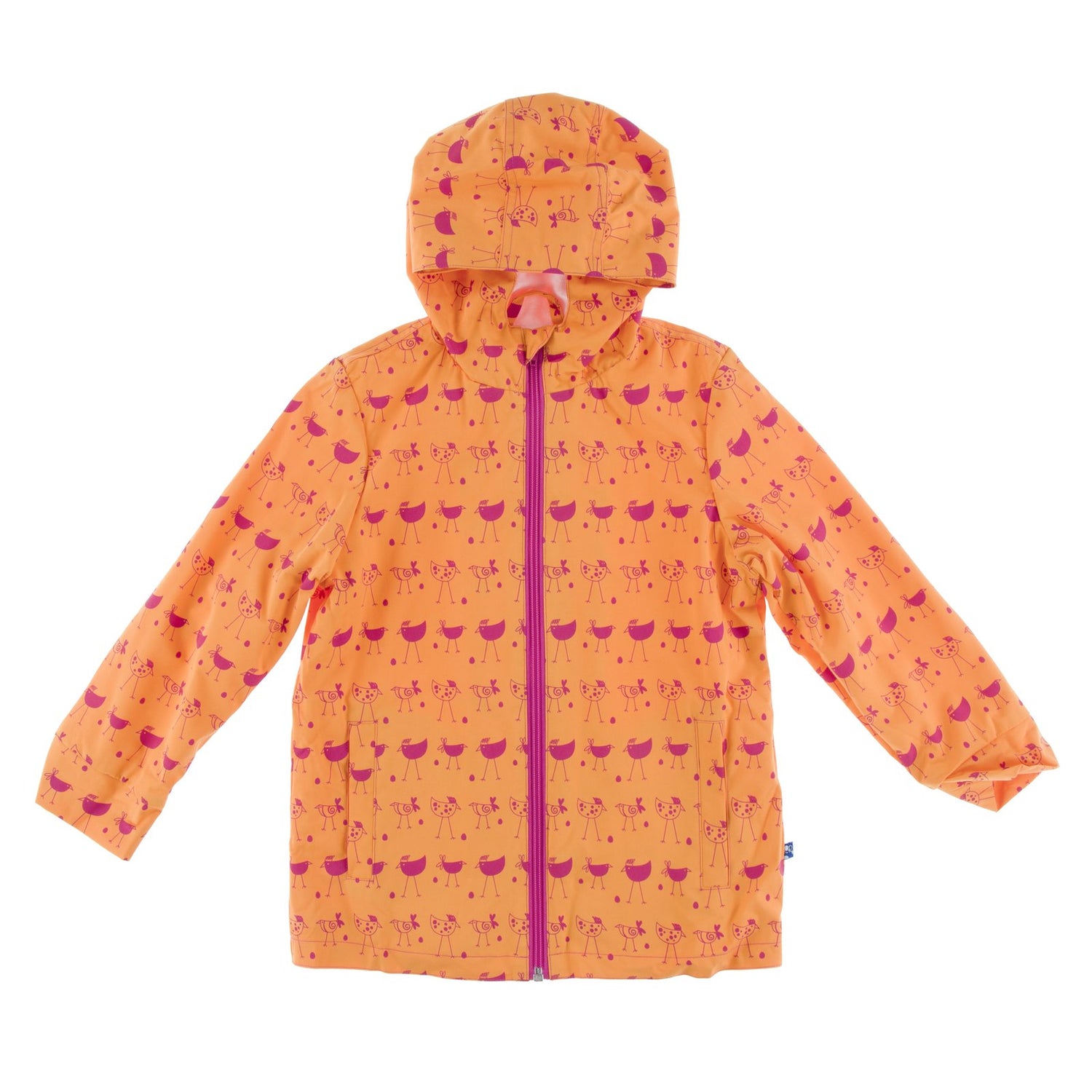 Print Sherpa-Lined Raincoat in Apricot Chickens (381612)