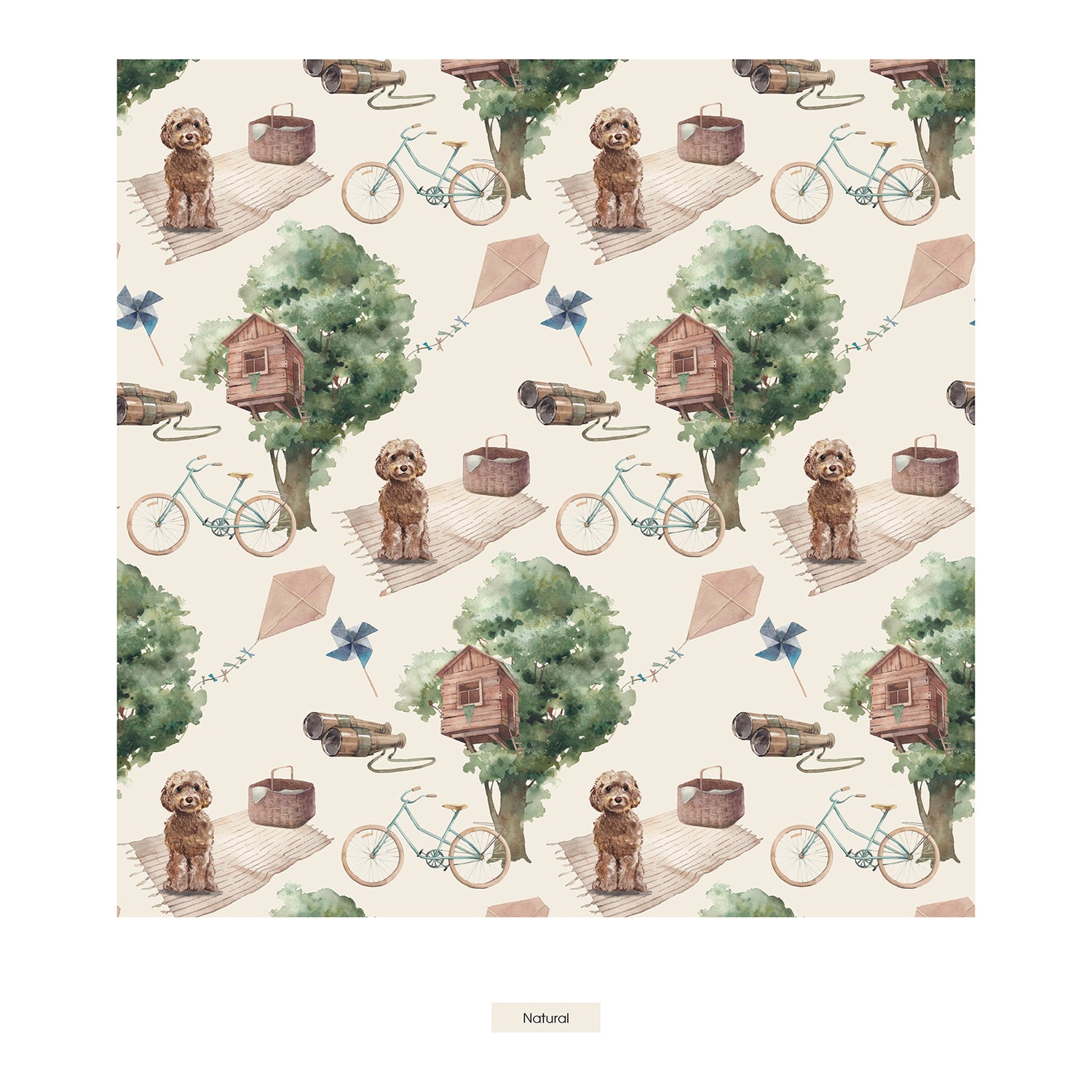 Short Sleeve Graphic Tee Pajama Set with Shorts in Natural Tree House (330209)