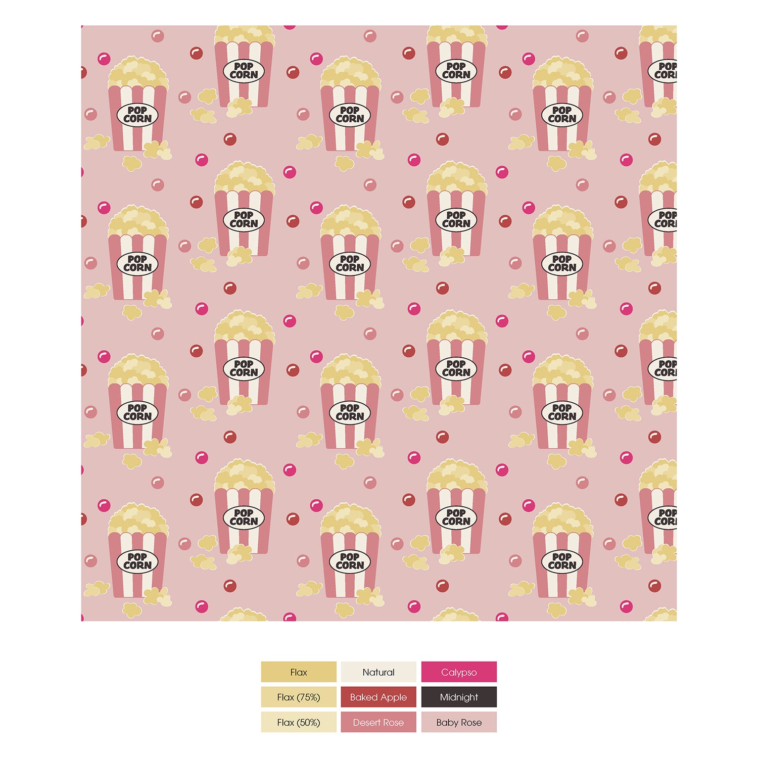 Print Long Sleeve Pajama Set in Baby Rose Movie Night (354347)