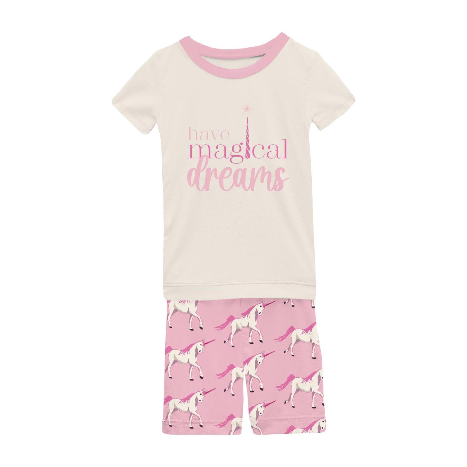Short Sleeve Graphic Tee Pajama Set with Shorts in Cake Pop Prancing Unicorn (271533)
