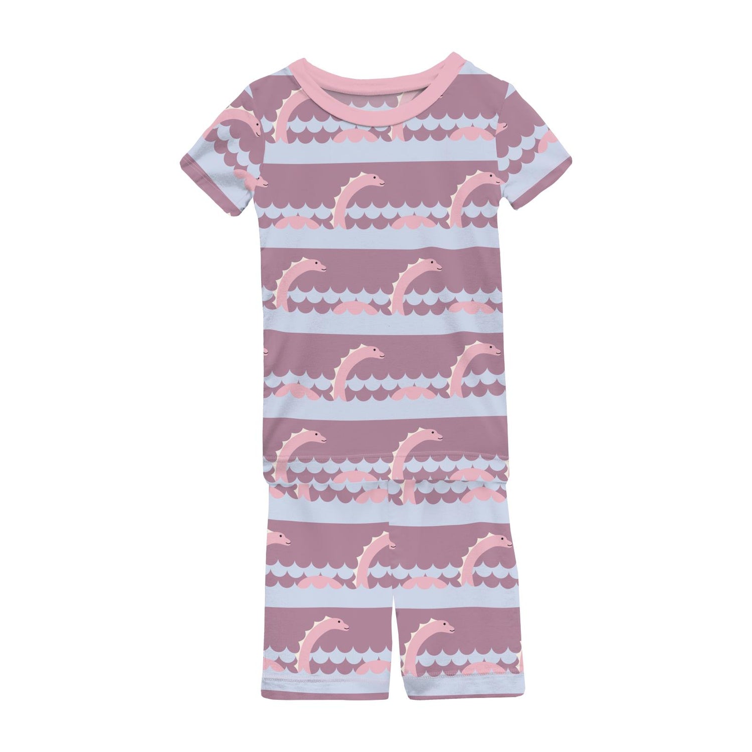Print Short Sleeve Pajama Set with Shorts in Pegasus Sea Monster (272600)