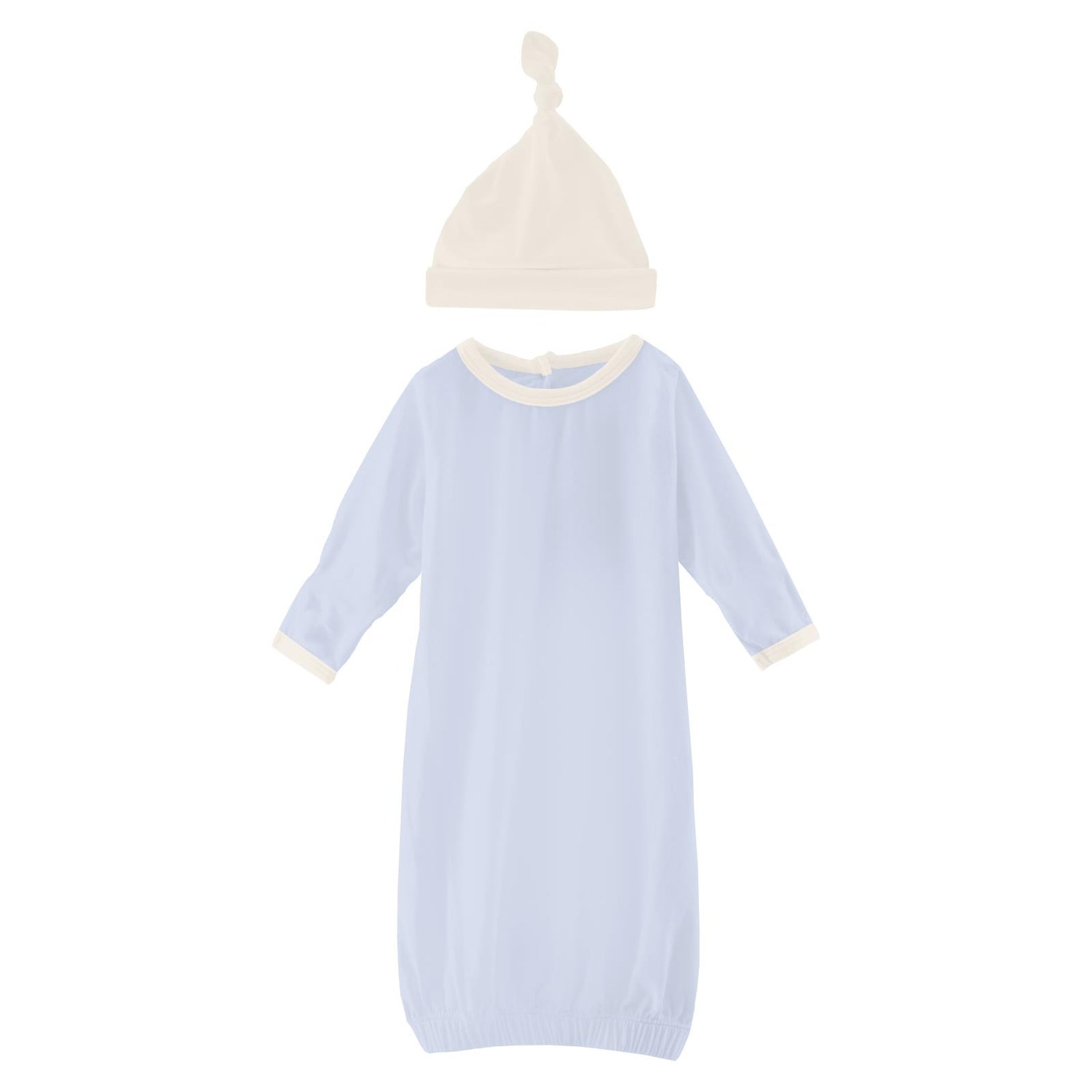 Layette Gown & Single Knot Hat Set in Dew with Natural (272691)