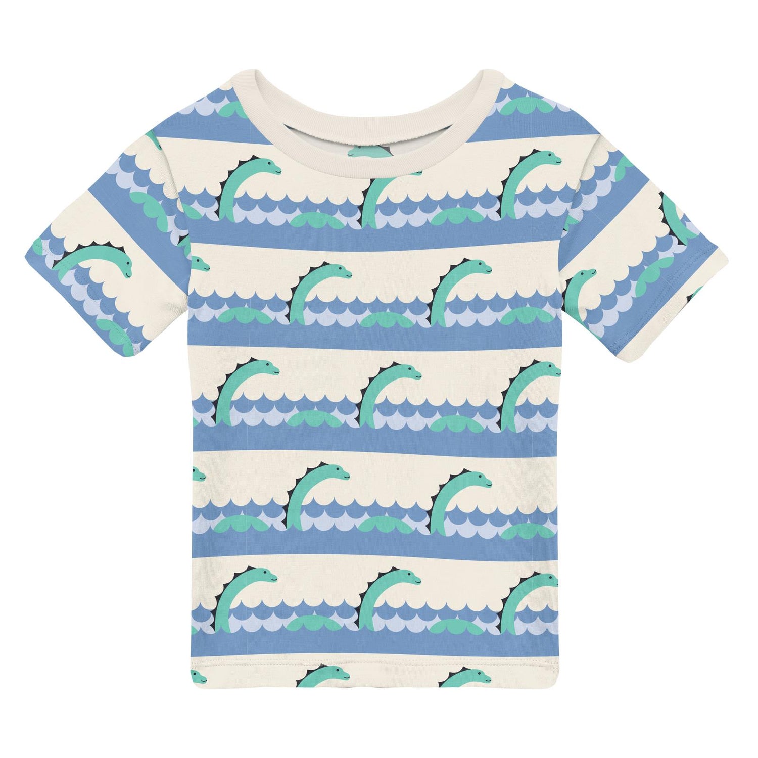 Print Short Sleeve Crew Neck Tee in Natural Sea Monster (273057)