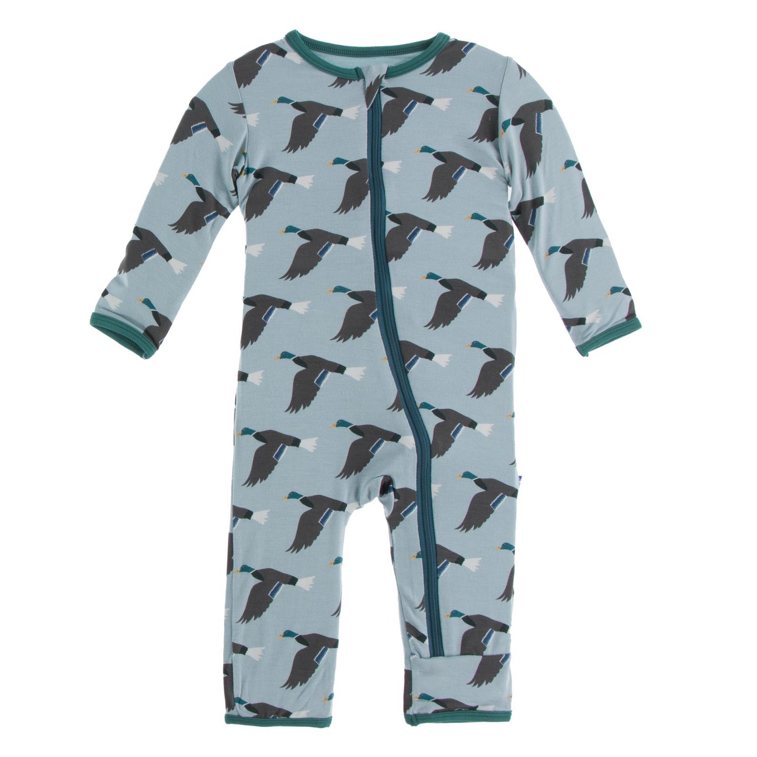 Print Coverall with Zipper in Jade Mallard Duck (121279)