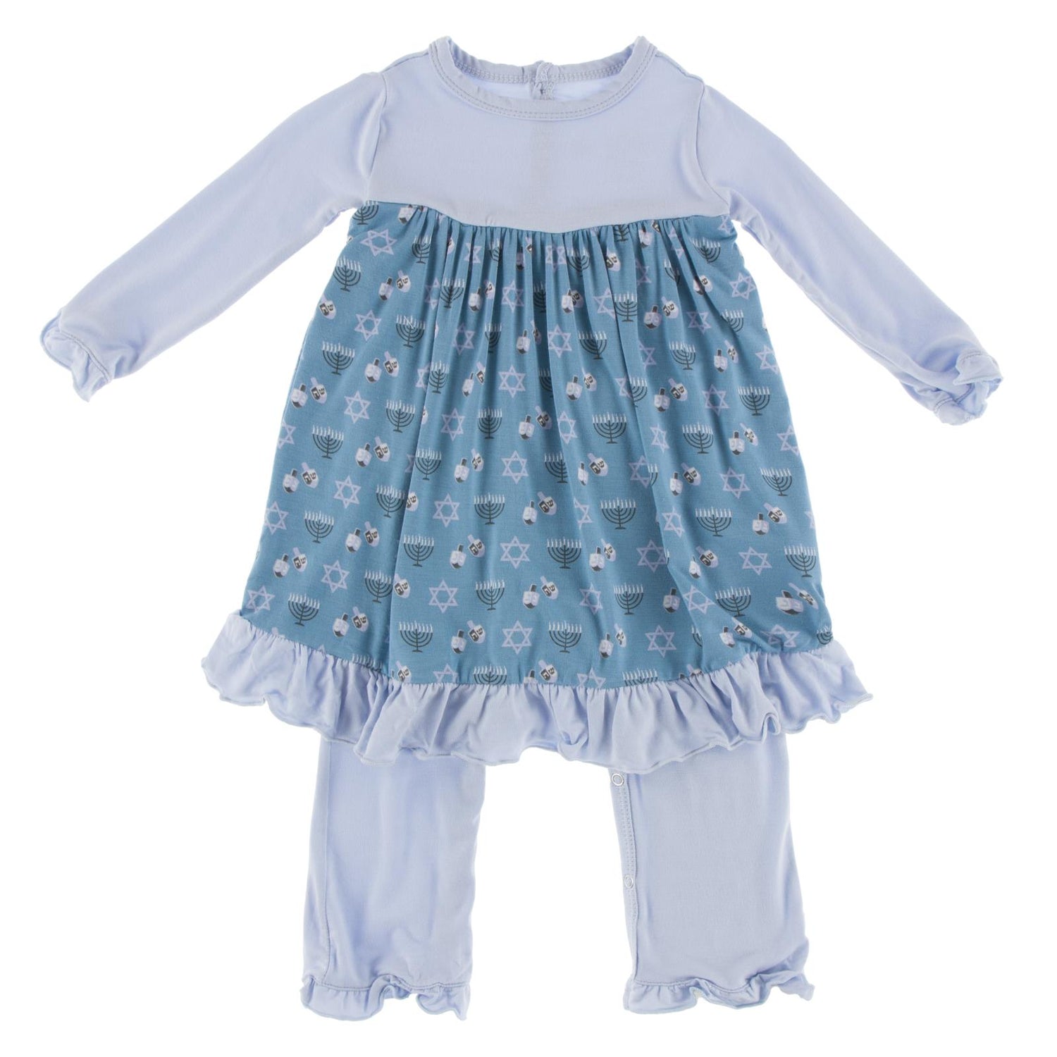 Print Long Sleeve Dress Romper in Blue Moon Hanukkah (121994)